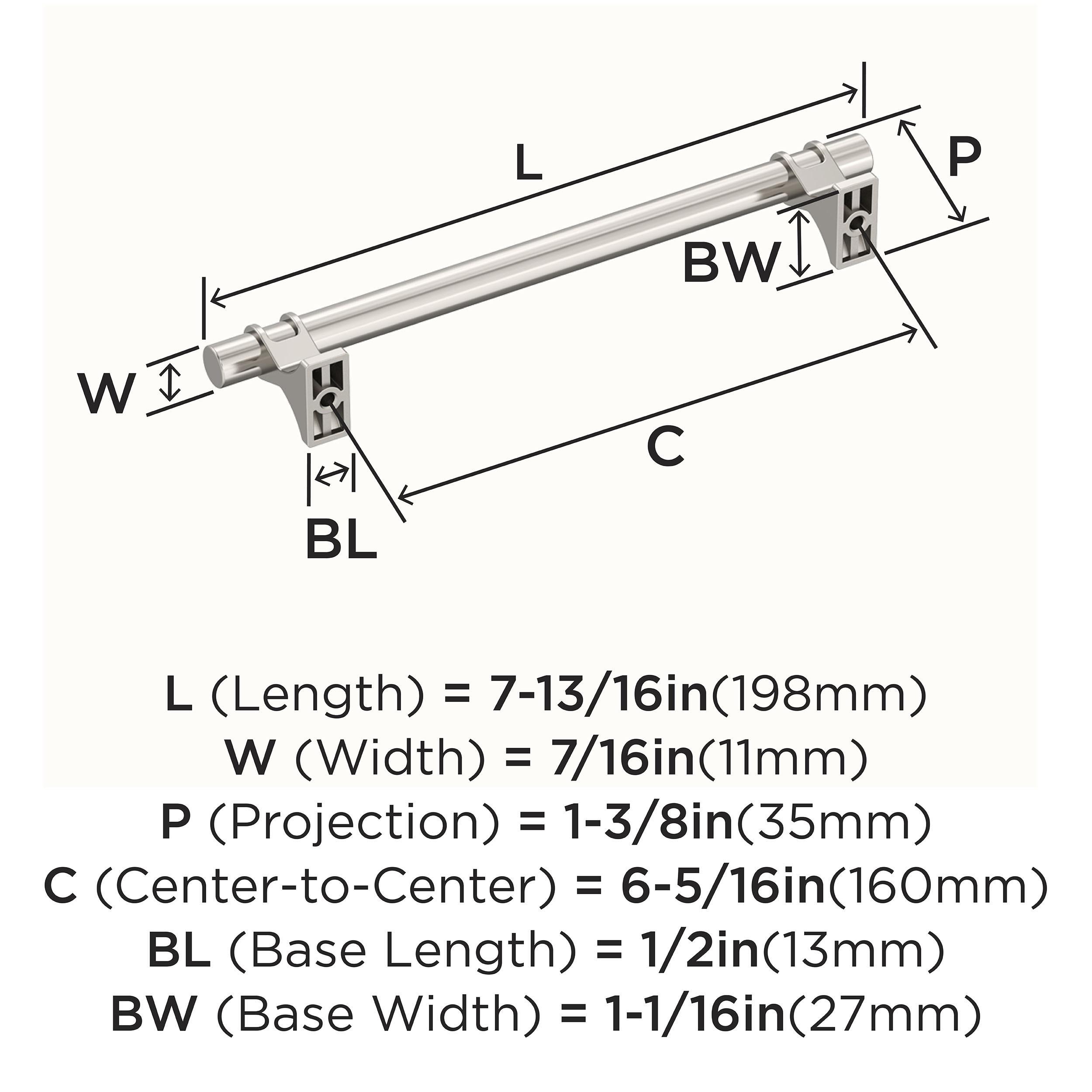 Amerock Davenport 6-5/16 inch (160mm) Center-to-Center Polished Nickel Cabinet Pull