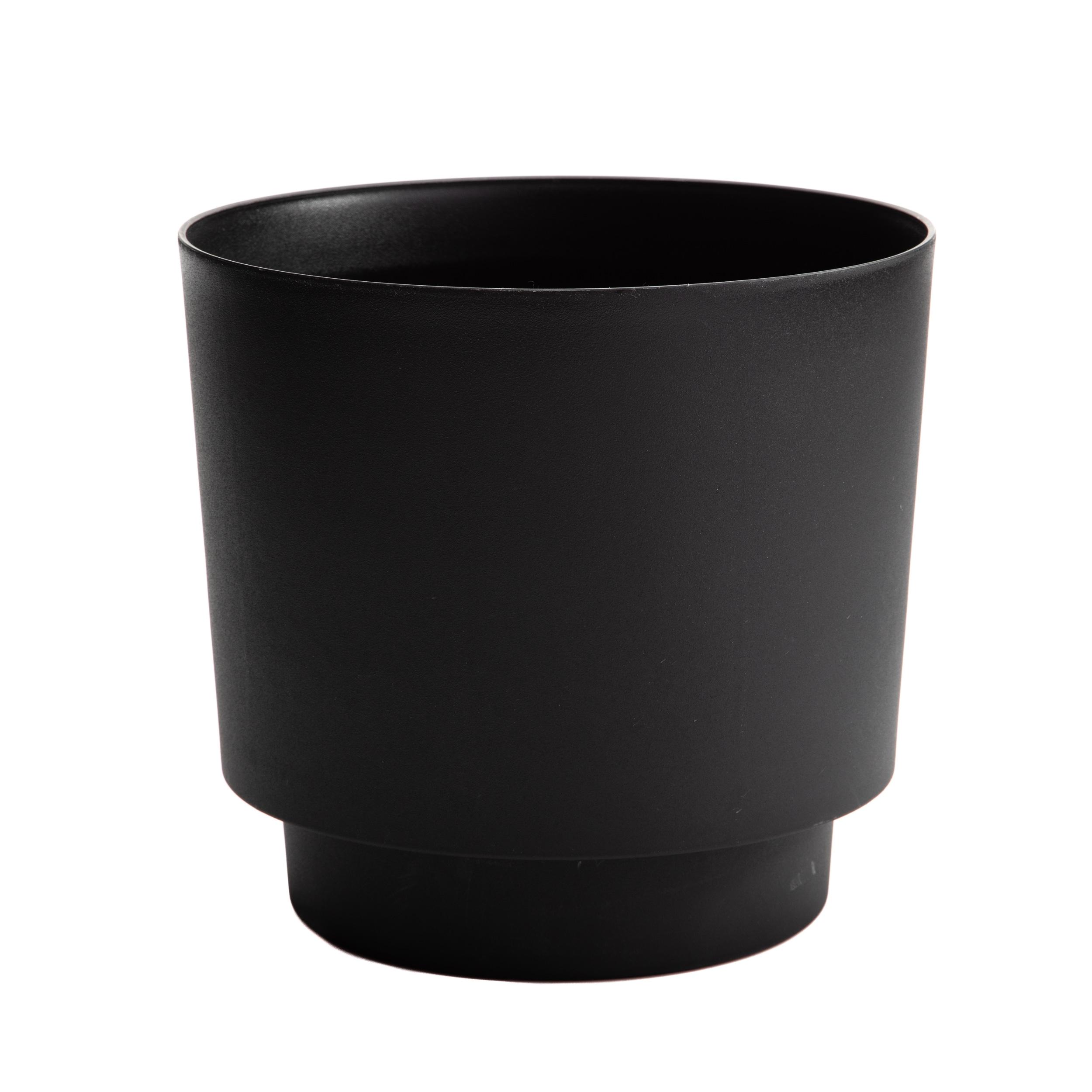 Bloem 10-in Hopson Modern Round Resin Planter with Gold Metal Stand - Black