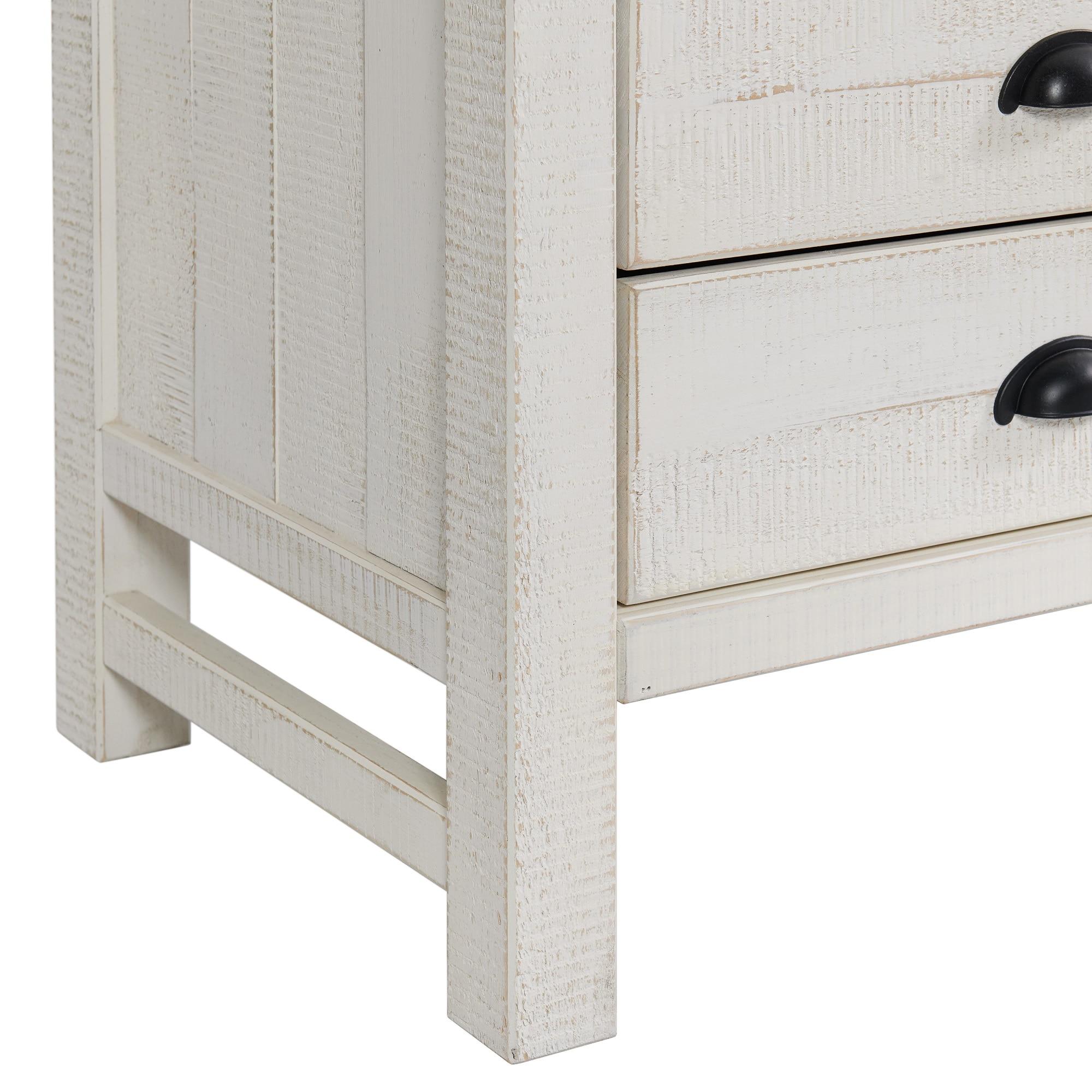 Windsor 22"W Weathered Beachhouse Farmhouse Industrial Bohemian Style Nightstand With 2 Drawers