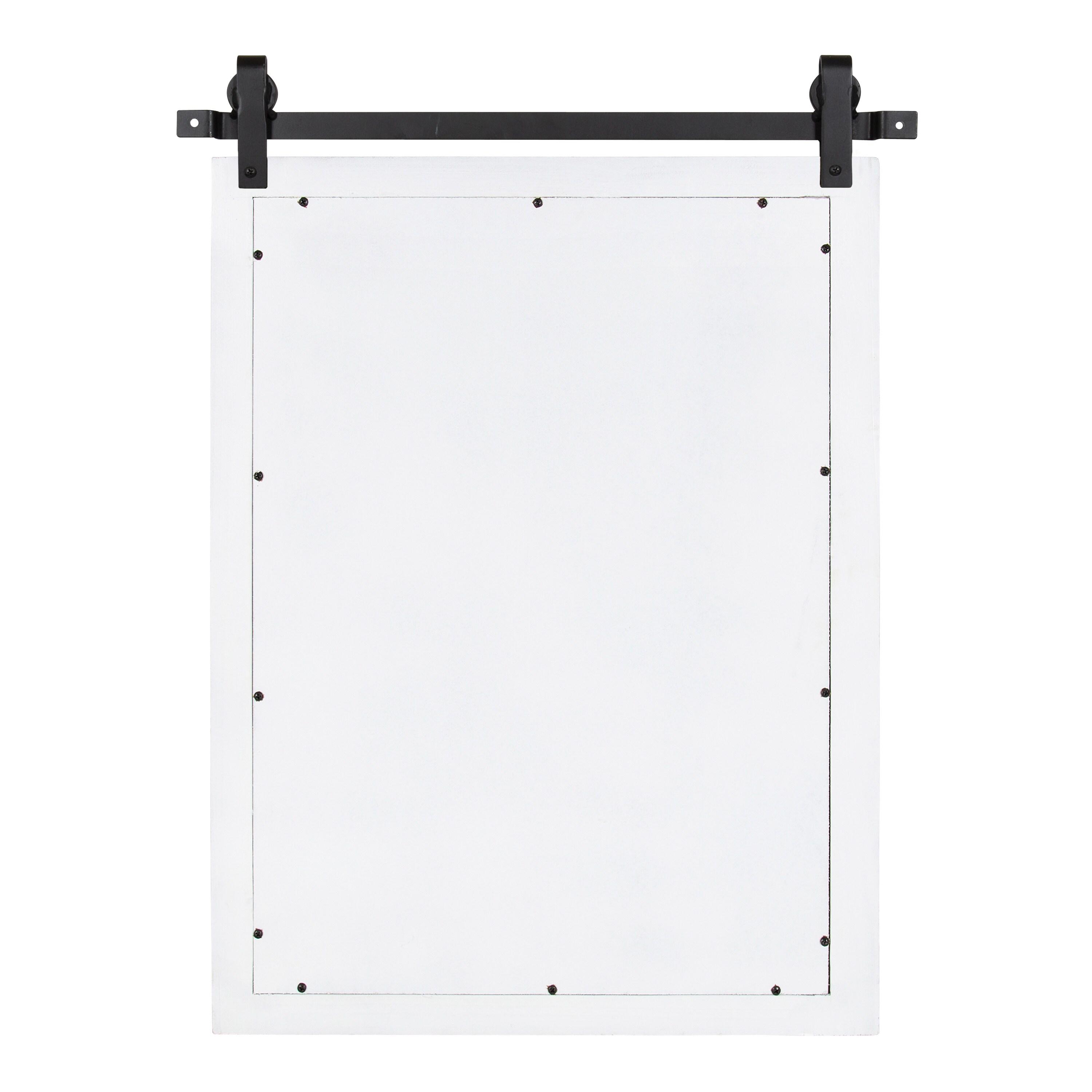 Kate and Laurel Cates Farmhouse Wood Framed Wall Mirror, 18 x 26, White, Barn Door-Inspired Rustic Mirrors for Wall