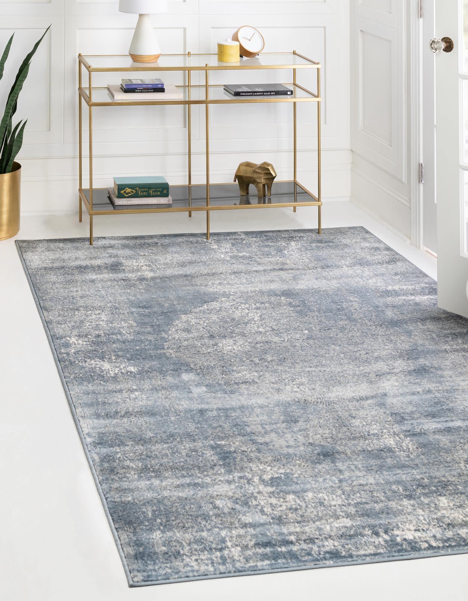 Unique Loom Portland Collection Area Rug - Woodburn (10' x 13' 1" Rectangle Blue/Ivory)