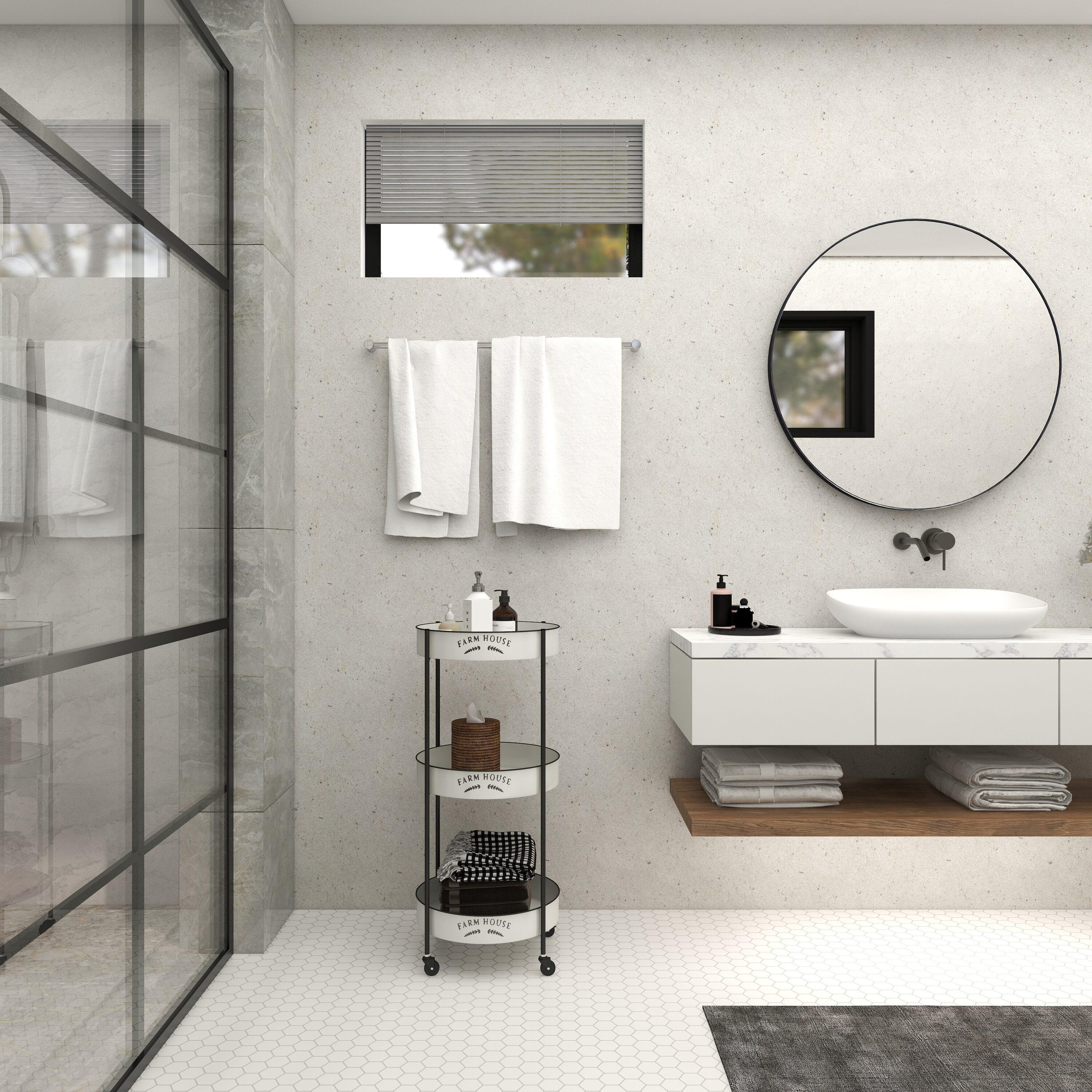 34'' x 16'' Farmhouse Metal Storage Cart White - Olivia & May: Decorative Storage Bins, Tabletop Bin, Adult Assembly Required