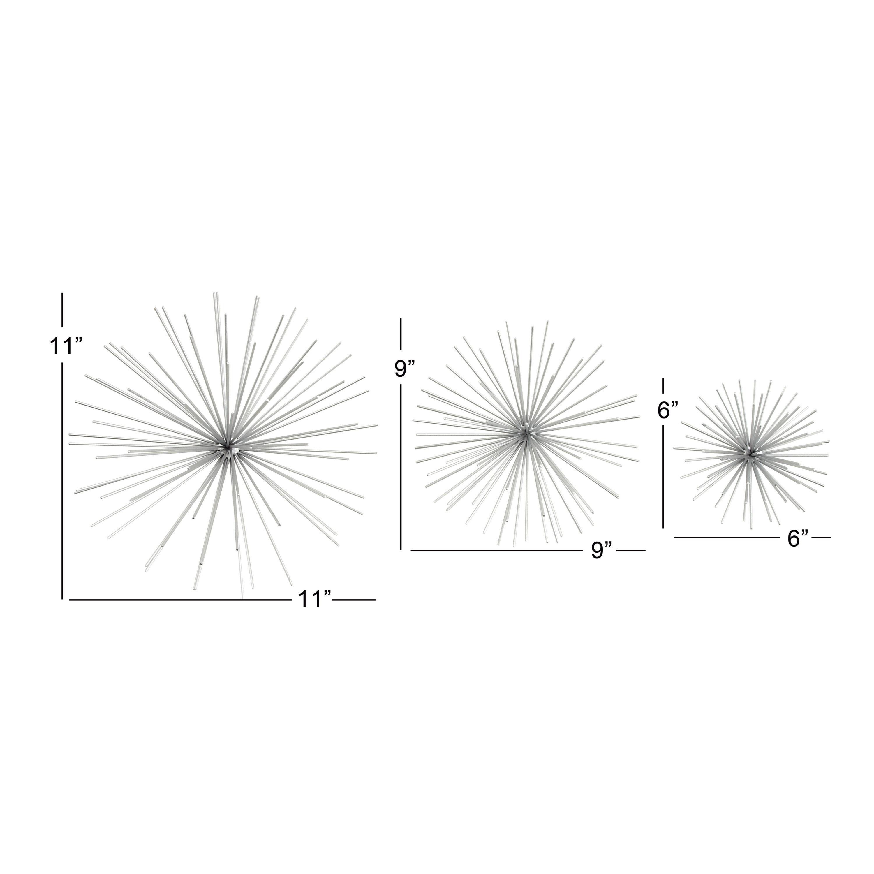 CosmoLiving by Cosmopolitan Metal 3D Long Spike Starburst Home Wall Decor Set