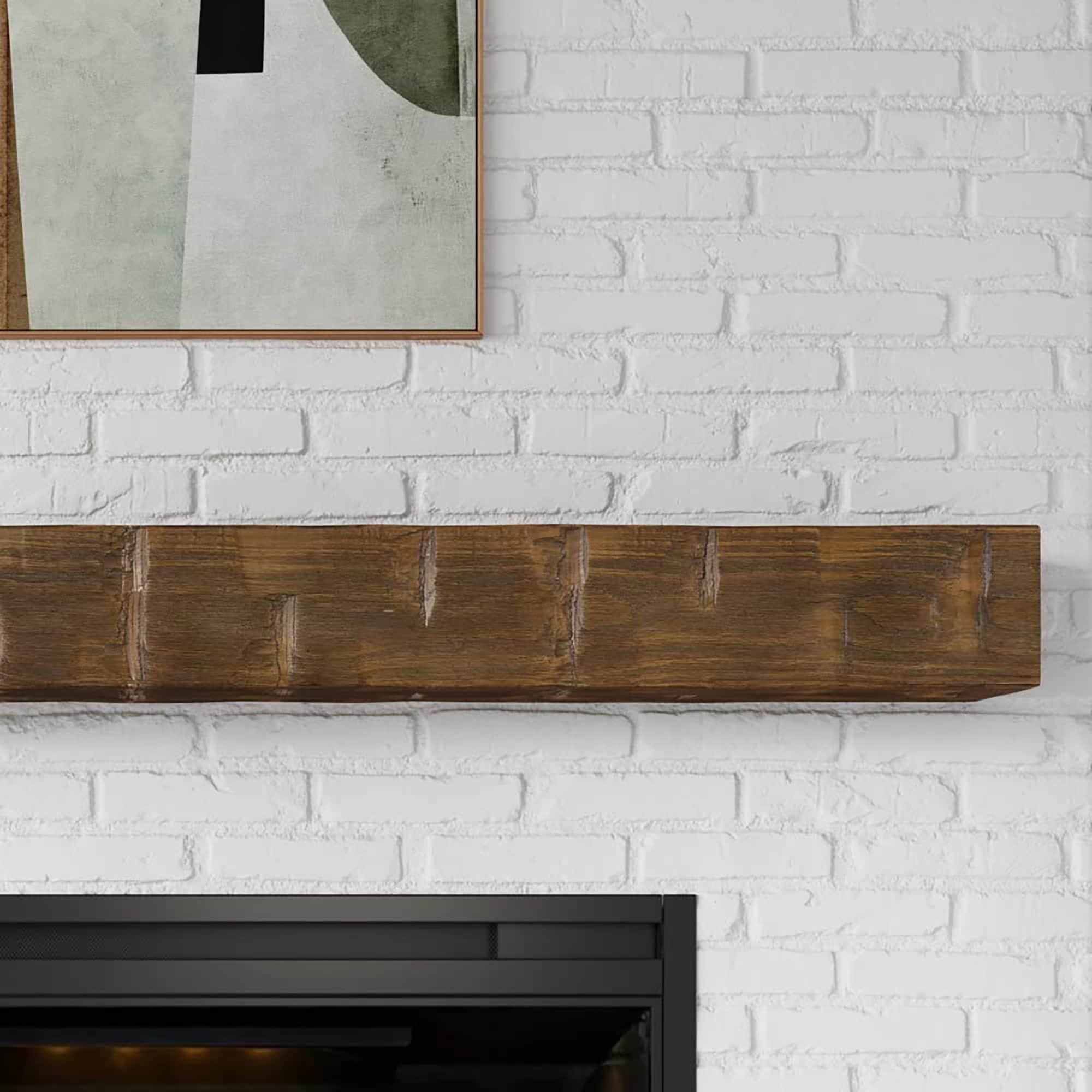 Mantel Directs Country Living Wood Fireplace Mantel Shelf - Bodie Rustic Hand Distressed Pine With Worn, Reclaimed Log Look; For Fireplaces, Hearths & Décor