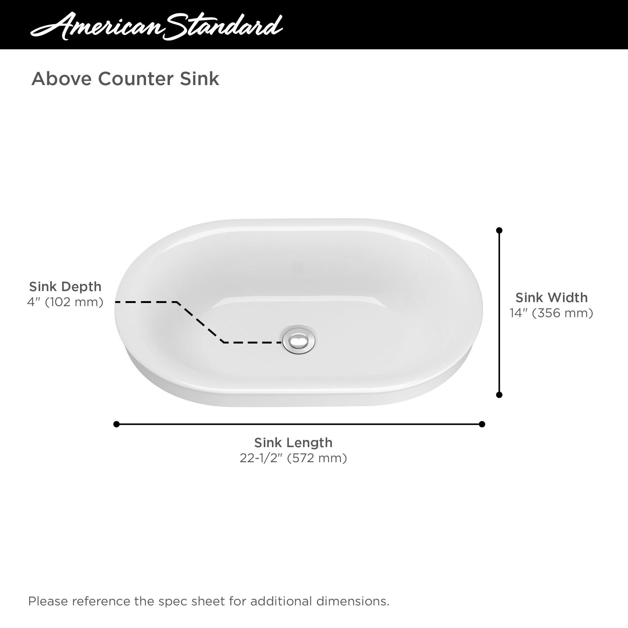 American Standard Studio S 14'' White Vitreous China Oval Bathroom Sink with Overflow