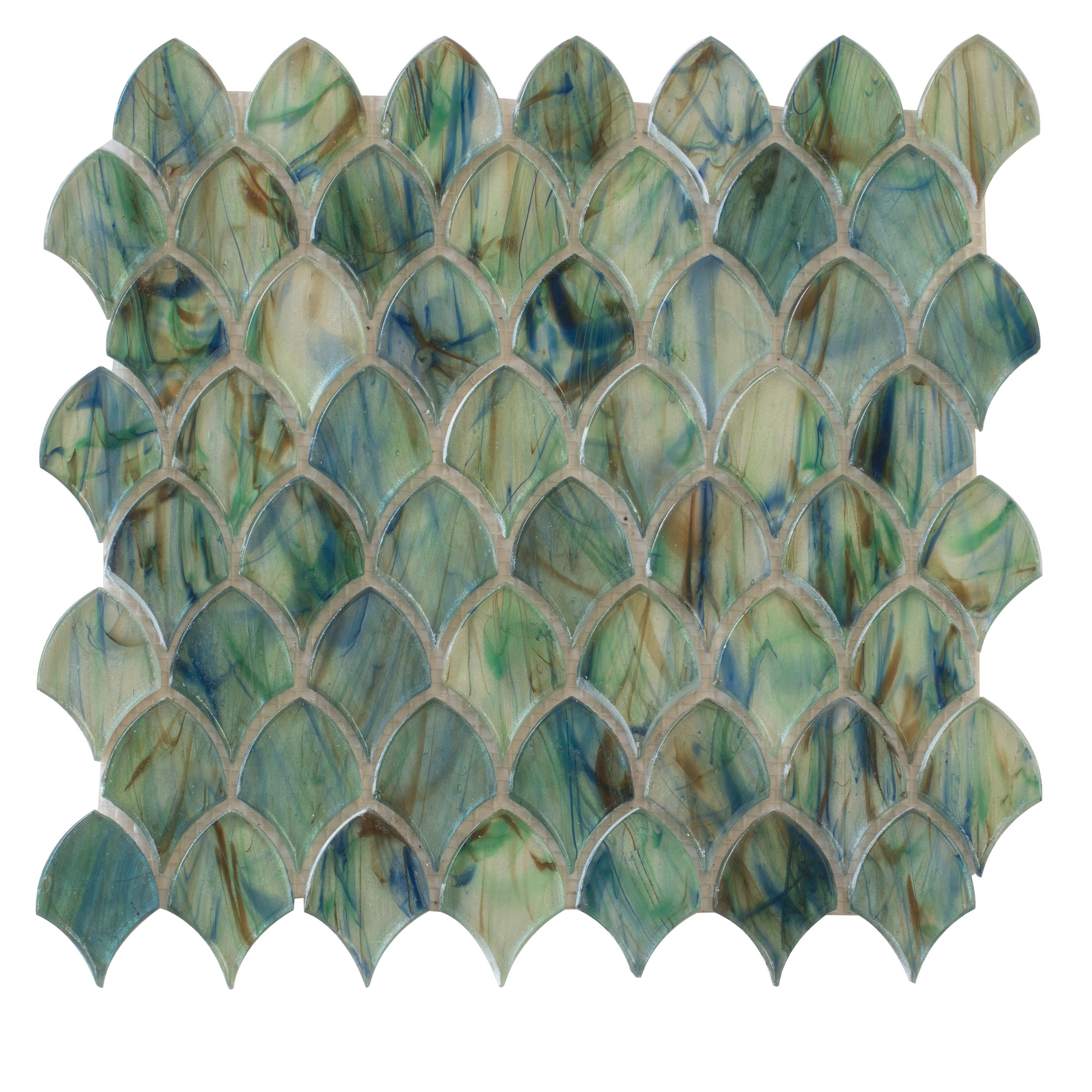 Majeste 0.5" x 2" Glass Fish Scale Mosaic Wall & Floor Tile