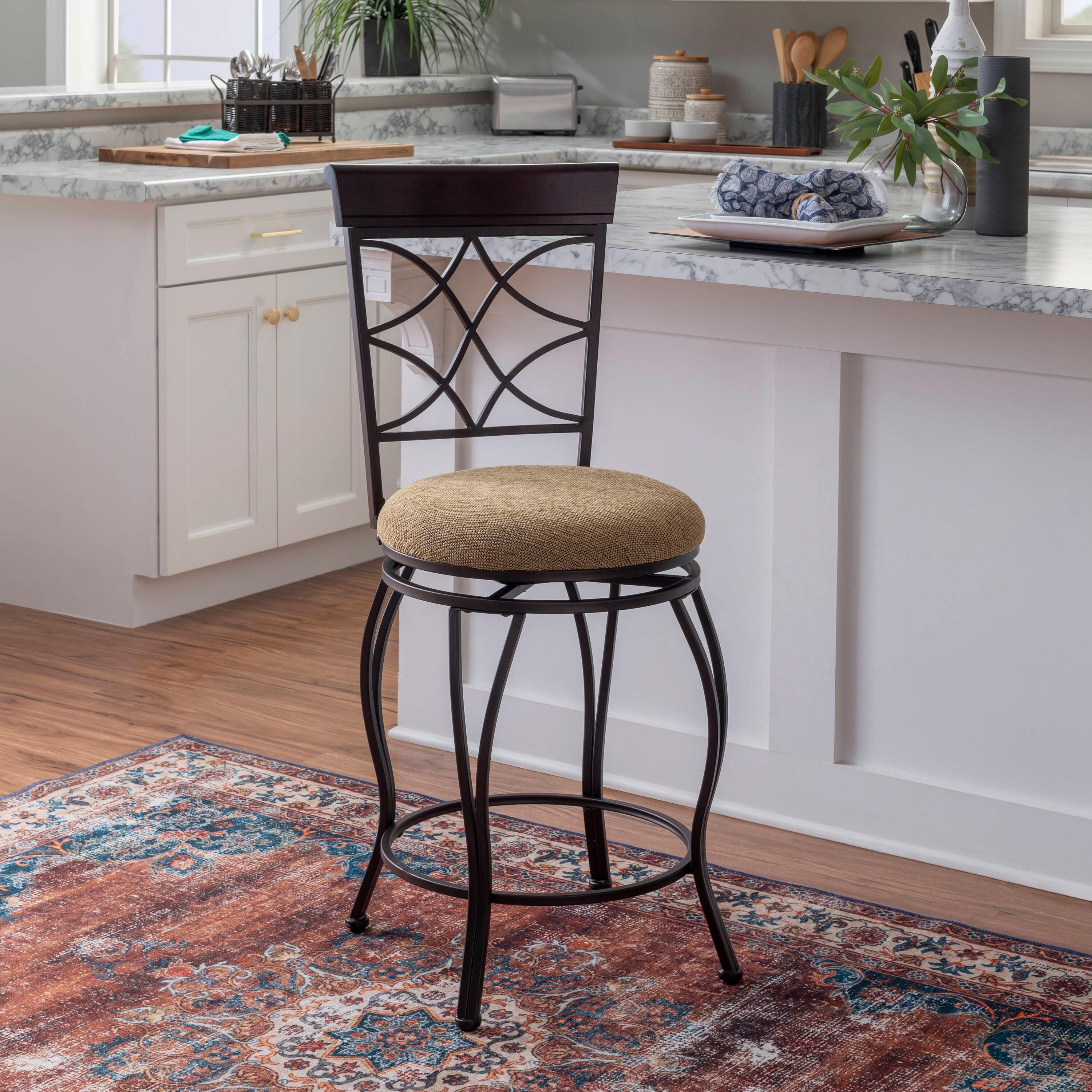 Linon Curves Counter Bar Stool, Metallic Brown, 24 inches Seat Height