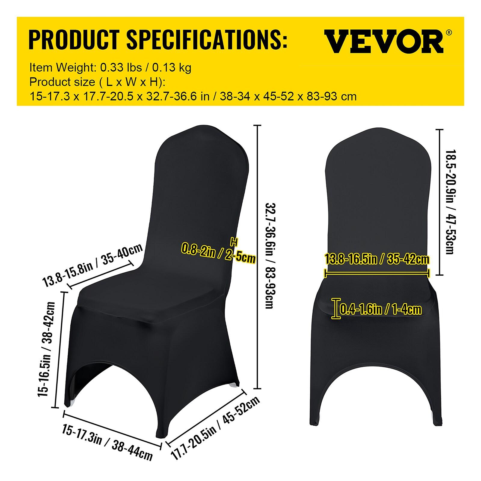 VEVOR Black Stretch Spandex Chair Covers, Set of 50 - Universal Fitted Slipcovers for Folding Chairs - Removable and Washable - Ideal for Weddings, Banquets, Parties, and Celebrations