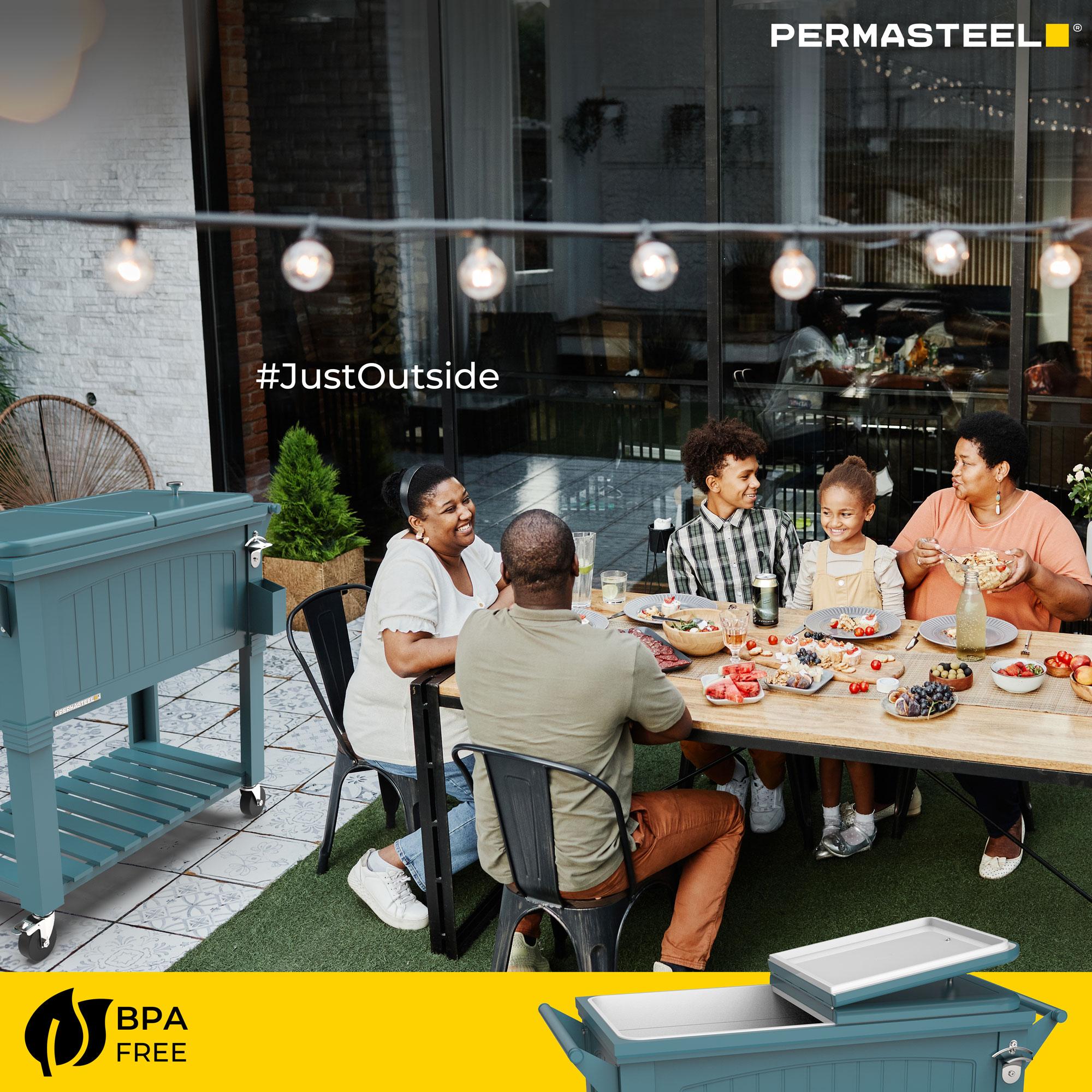 Permasteel 80 Qt. Furniture Style Rolling Patio Cooler