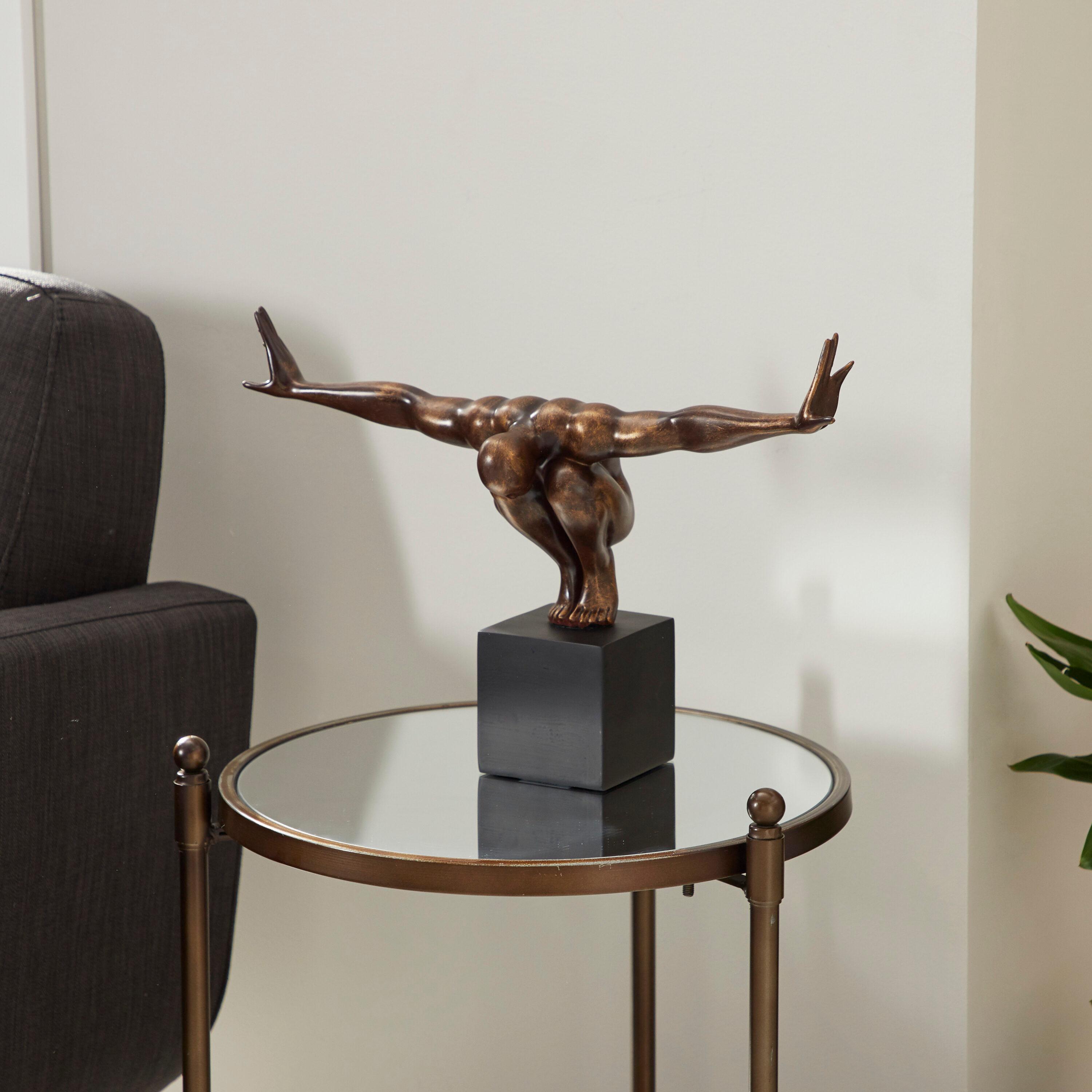 Red Barrel Studio® Cleophis Polystone Diver Decorative Bronze Sculpture with Black Base