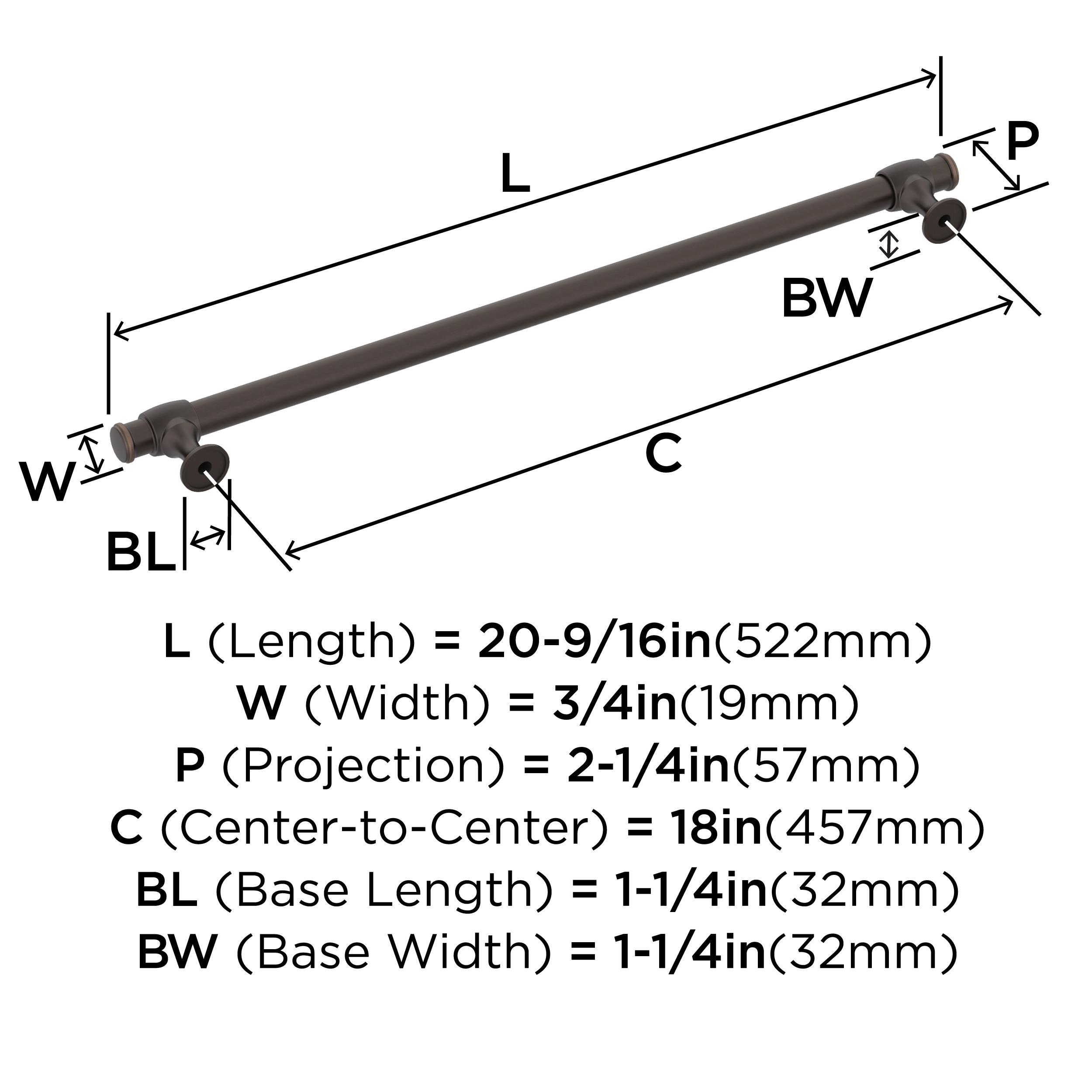 Amerock Winsome 18 inch (457mm) Center-to-Center Oil-Rubbed Bronze Appliance Pull