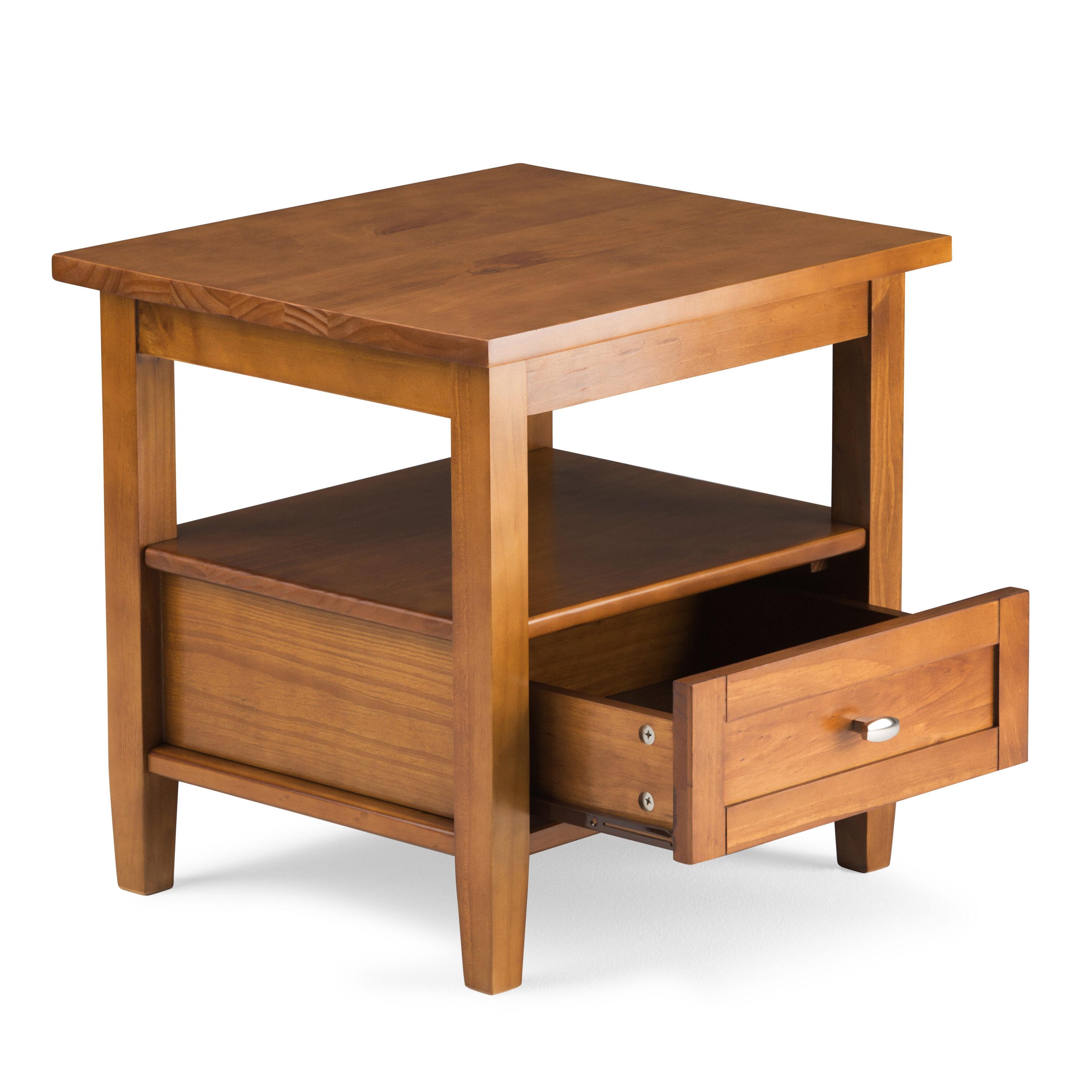 Warm Solid Wood End Table with Storage