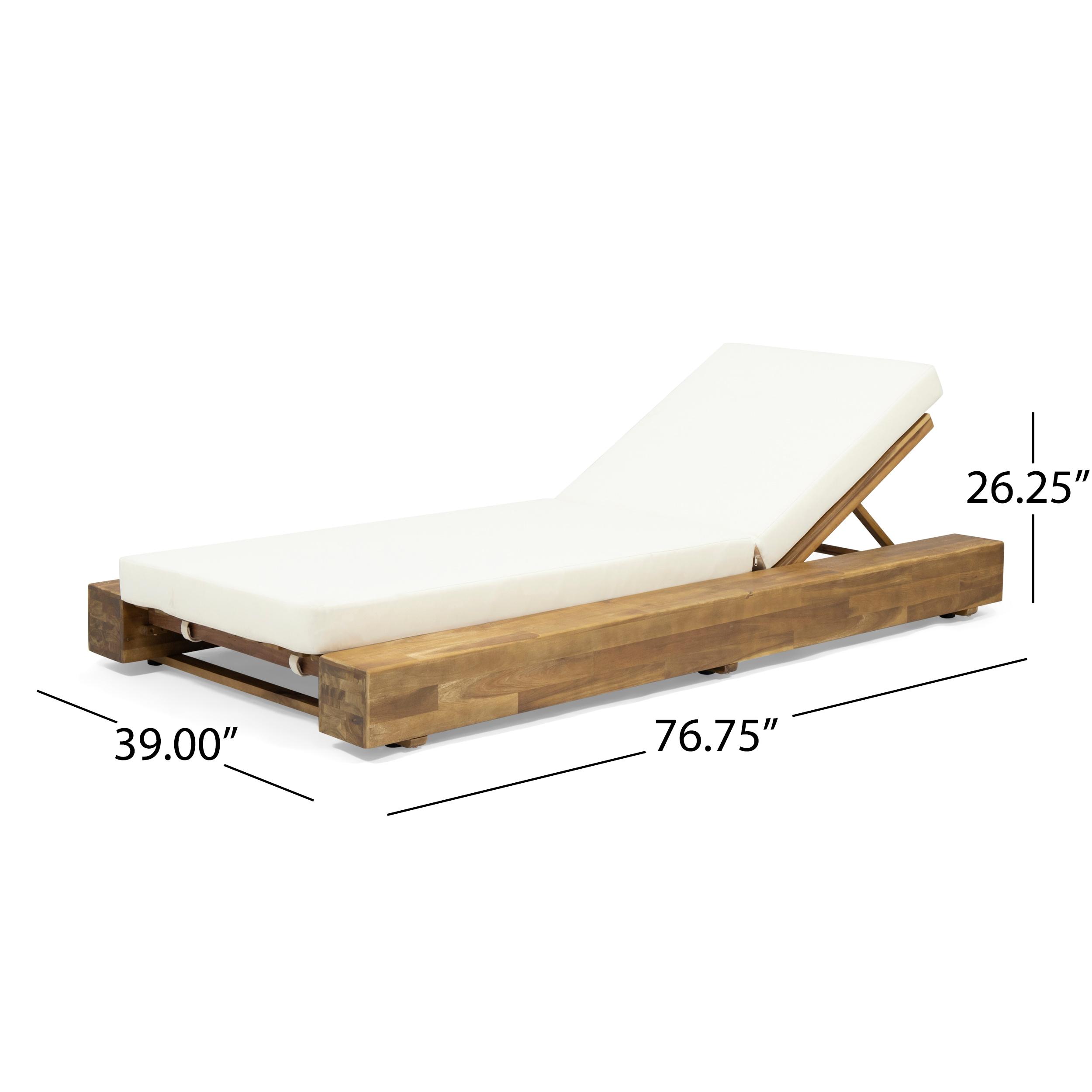 Donnie 39'' Outdoor Acacia Chaise Lounge (Set of 2)