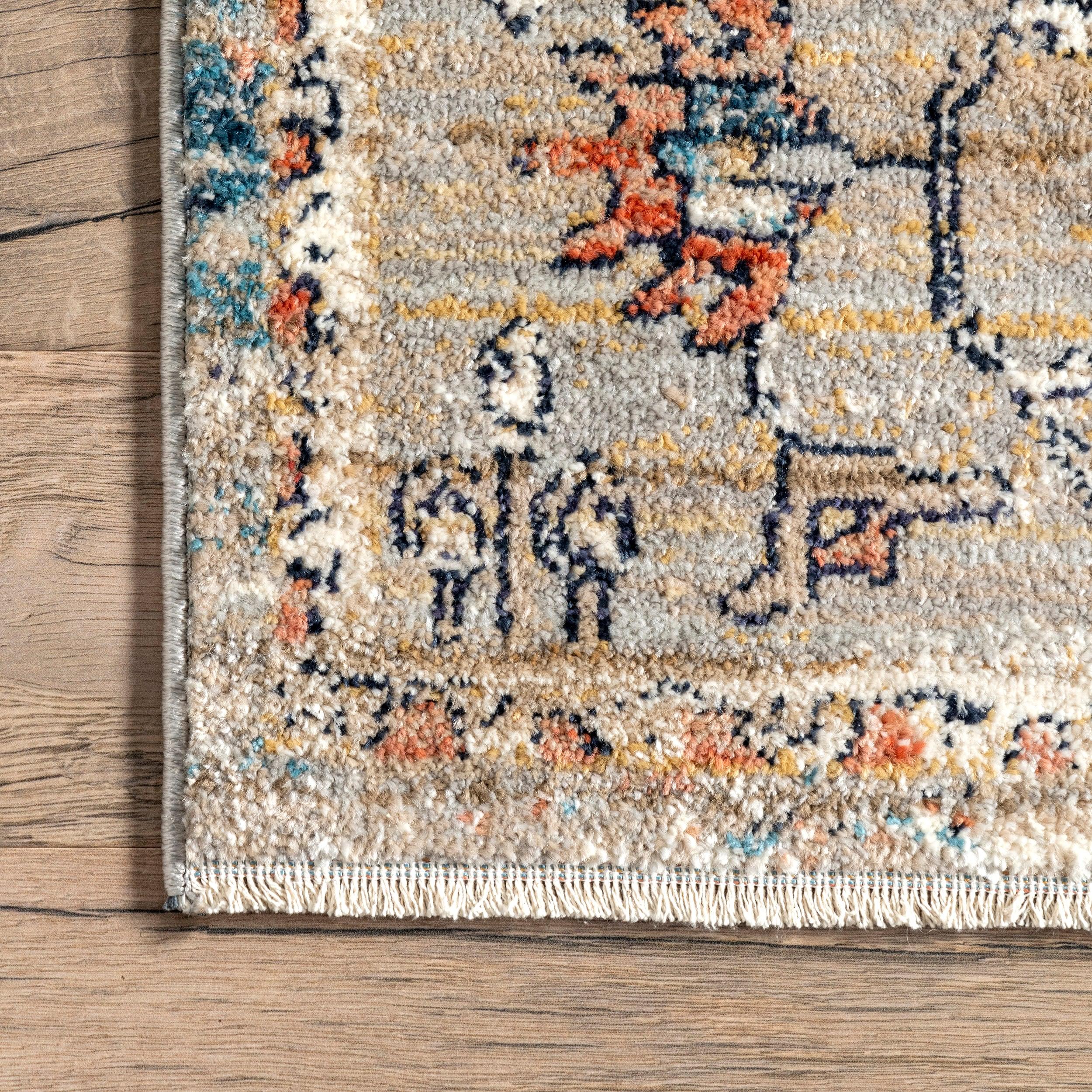 Nuloom Marley Medallion 7x9 Indoor Area Rug for Living Room Bedroom Dining Room Kitchen, Beige/Ivory