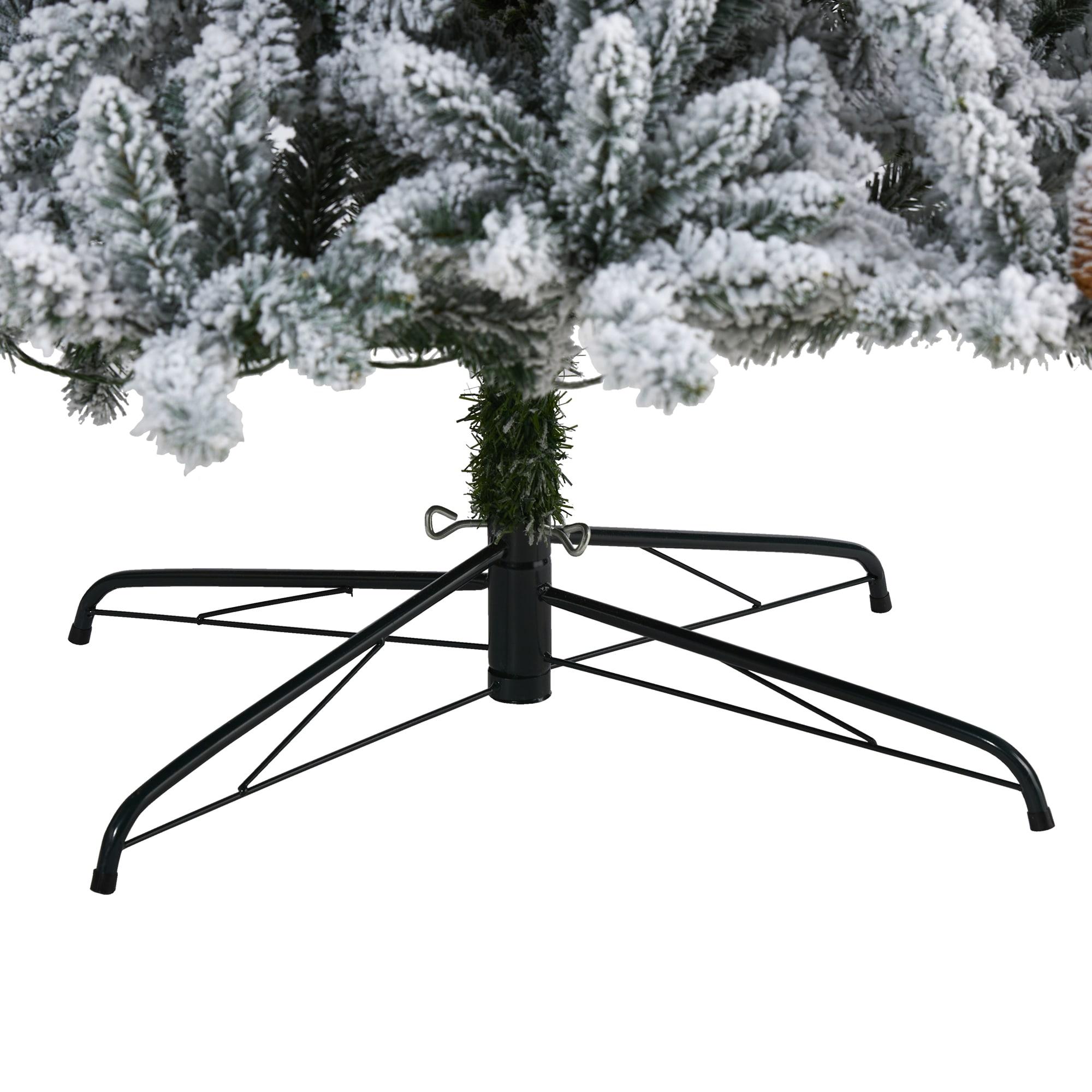 Nearly Natural 9' Flocked Fir Artificial Christmas Tree Prelit with 650 Clear Warm LED Lights
