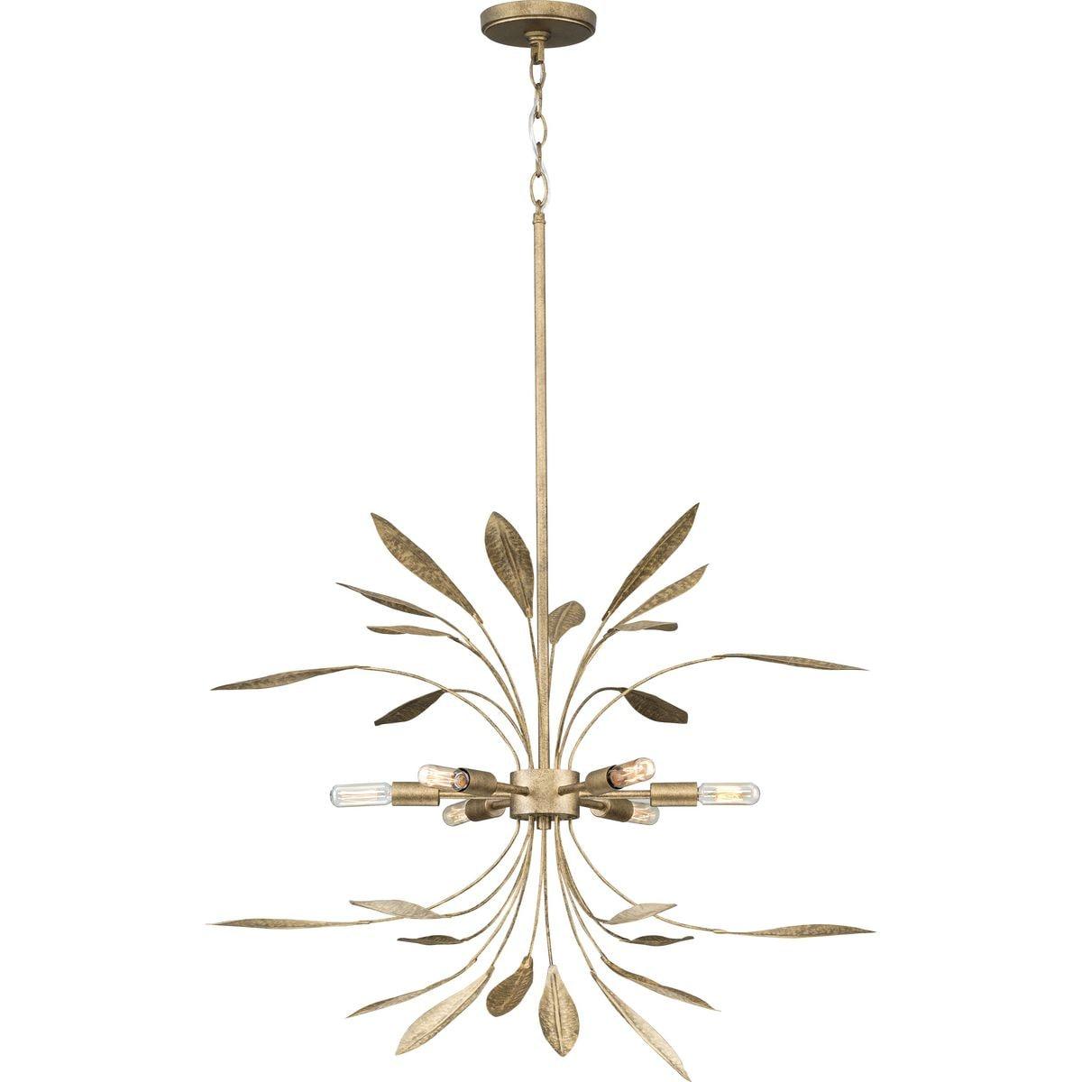 Progress Lighting Mariposa 6-Light Hanging Pendant, Antique Gold, Steel, Contemporary, No Shade