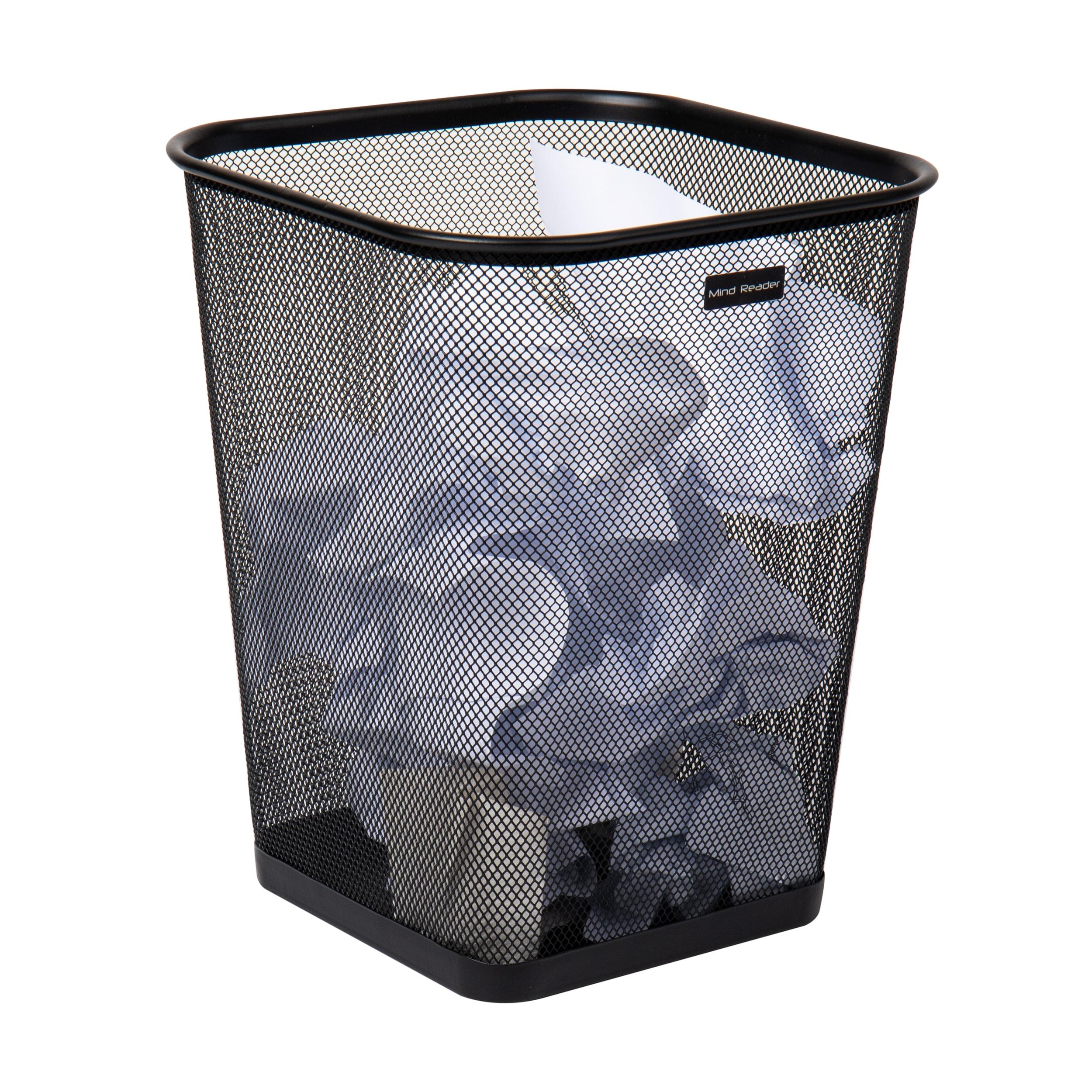 Mesh Trash Can, Waste Paper Basket, Square, Office, Metal Mesh, 9.75"L x 9.75"W x 12.25"H, 2-Pack