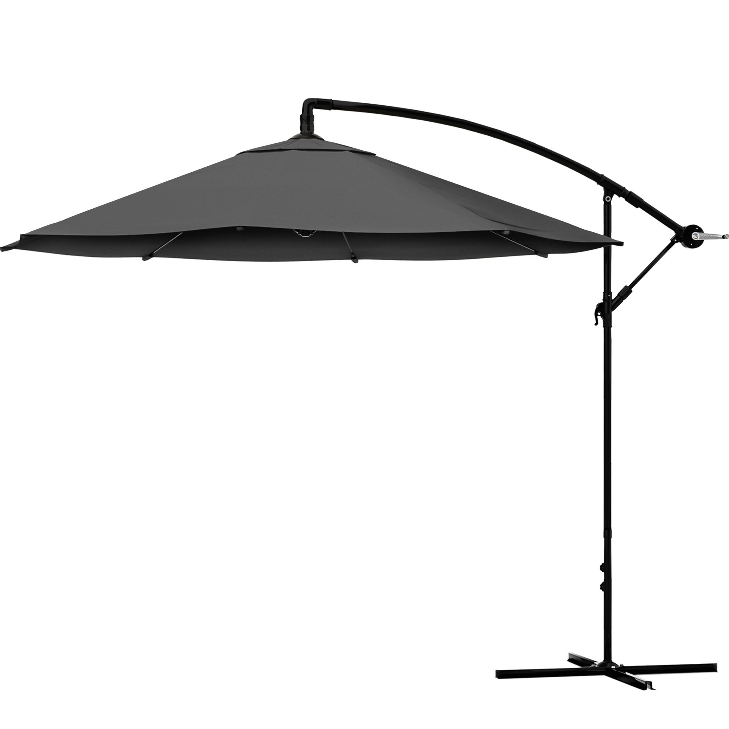 Pure Garden 10' Octagon Outdoor Patio Cantilever Umbrella Gray: Weather-Resistant with Crank Lift, 8 Ribs