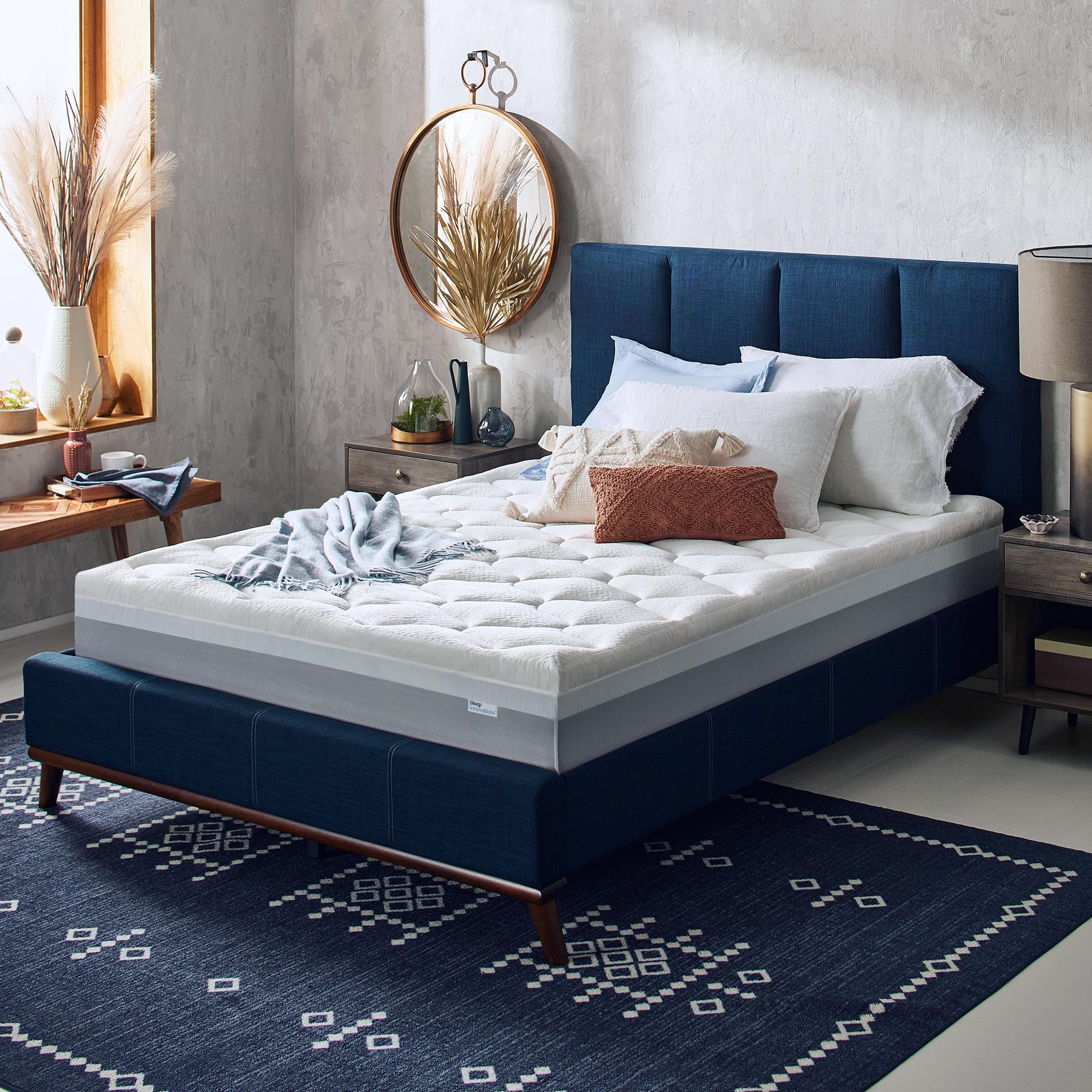 Sleep Innovations Sleep Innovations Cooling Comfort Gel Memory Foam Dual Layer Mattress Topper, 4 Inch, Pillow Top Cover