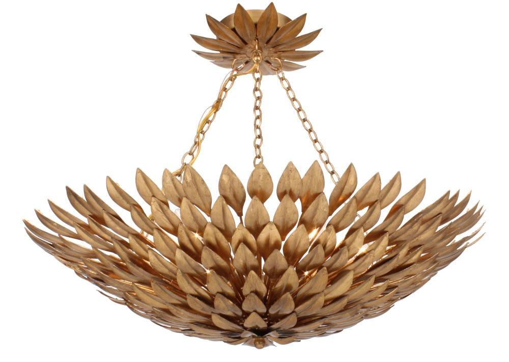 517-GA-Crystorama Lighting-Broche - Six Light Chandelier in Timeless Style - 24.5 Inches Wide by 11 Inches High-Antique Gold Finish