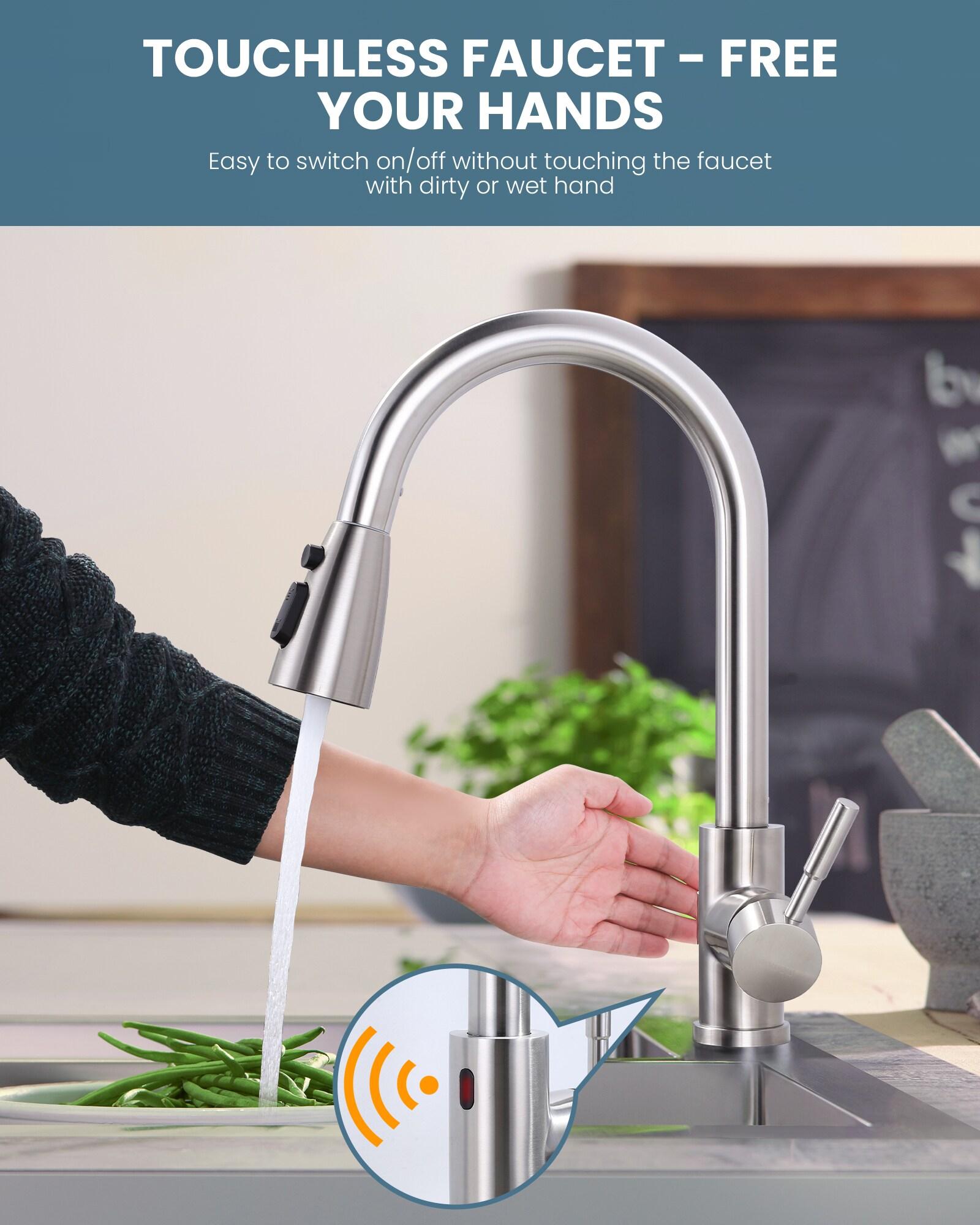 Stainless Steel Touchless Kitchen Faucet with Sprayer