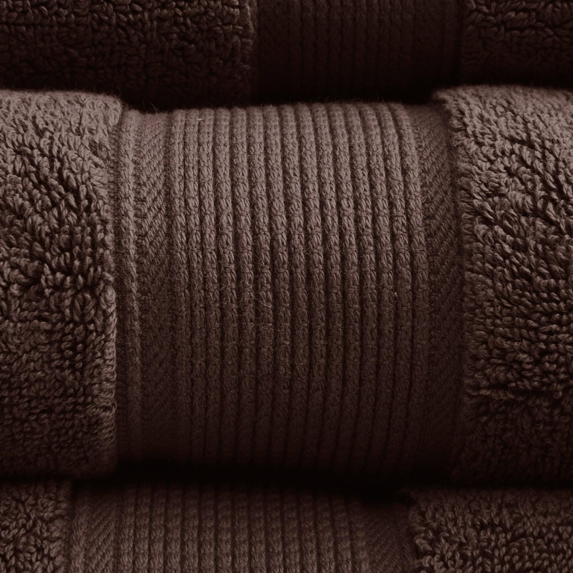 8pc Cotton Bath Towel Set Brown: Madison Park, Heavyweight Terry, OEKO-TEX Certified