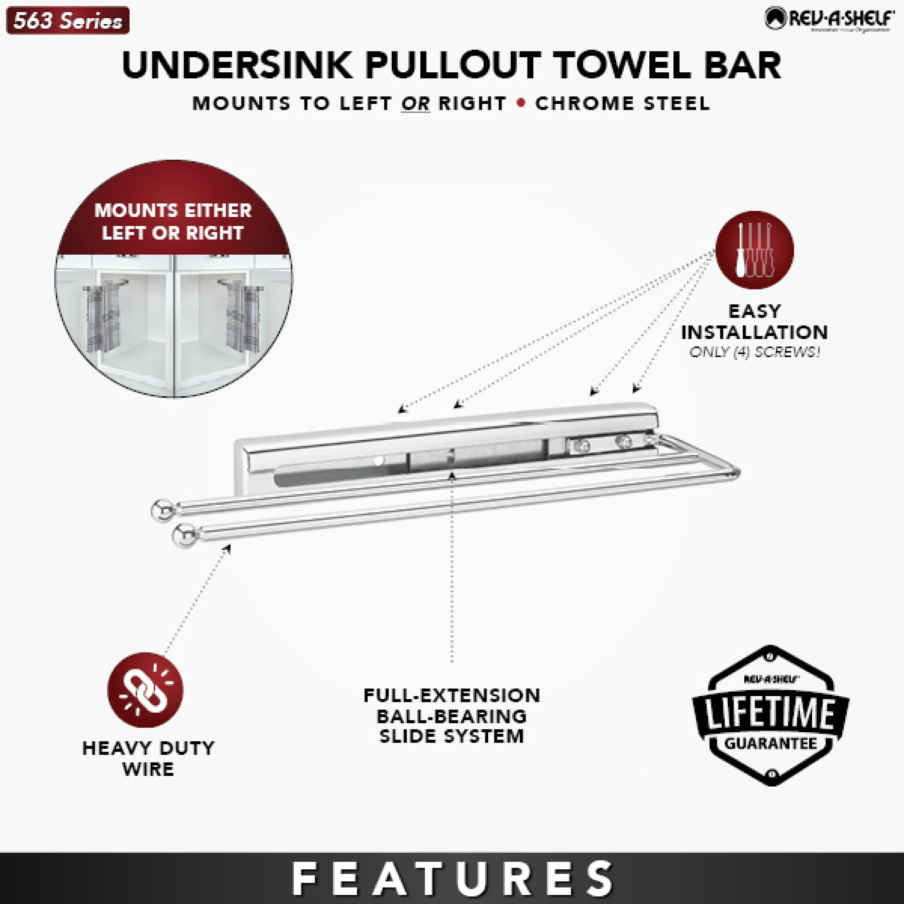 Rev-A-Shelf Rev-A-Shelf Pull Out Dish Towel Bar Under Kitchen Cabinet 563-51-C