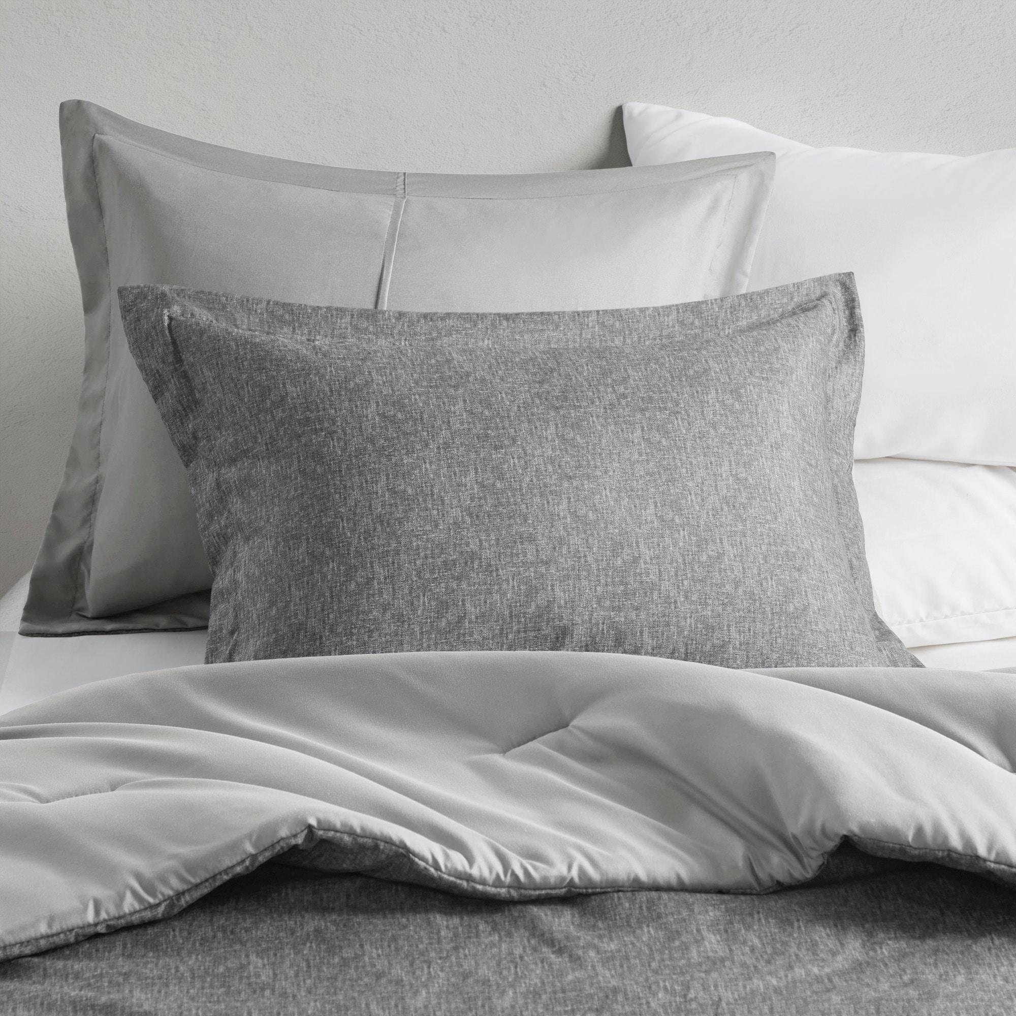 Comfort Spaces Twin Comforter Set - 2pcs (1 Microfiber Comforter & 1sham) Farmhouse Bedding Comforter for All Seasons Boho Bedding Set, Lightweight Solid Bed Comforter Sets, Twin/Twin XL, Grey