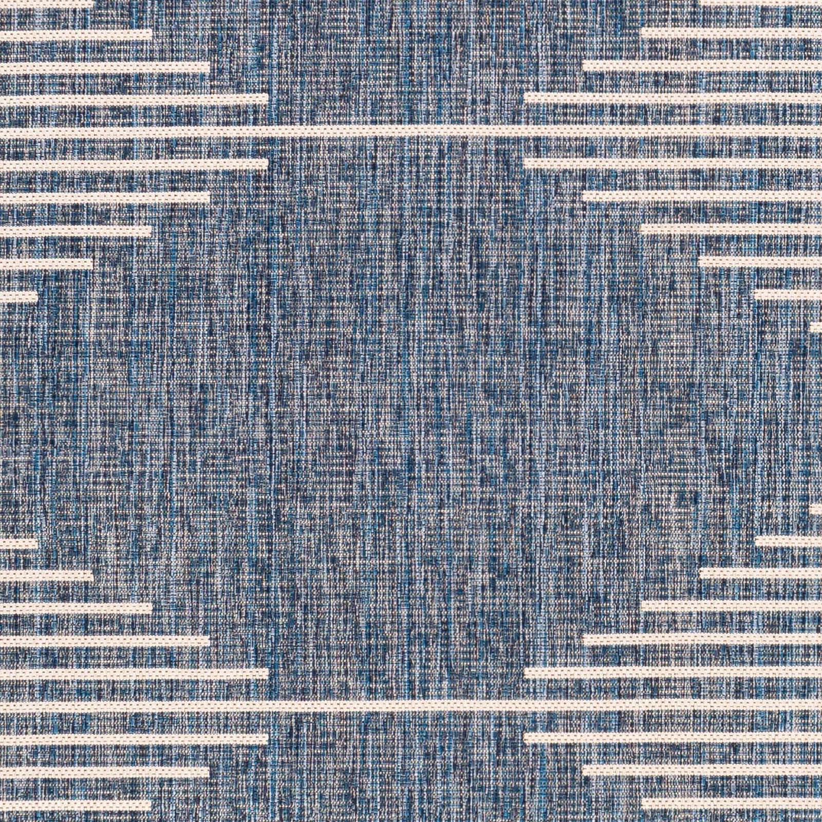 Square Blue Synthetic Easy Care Outdoor Rug 6'7" x 6'7"