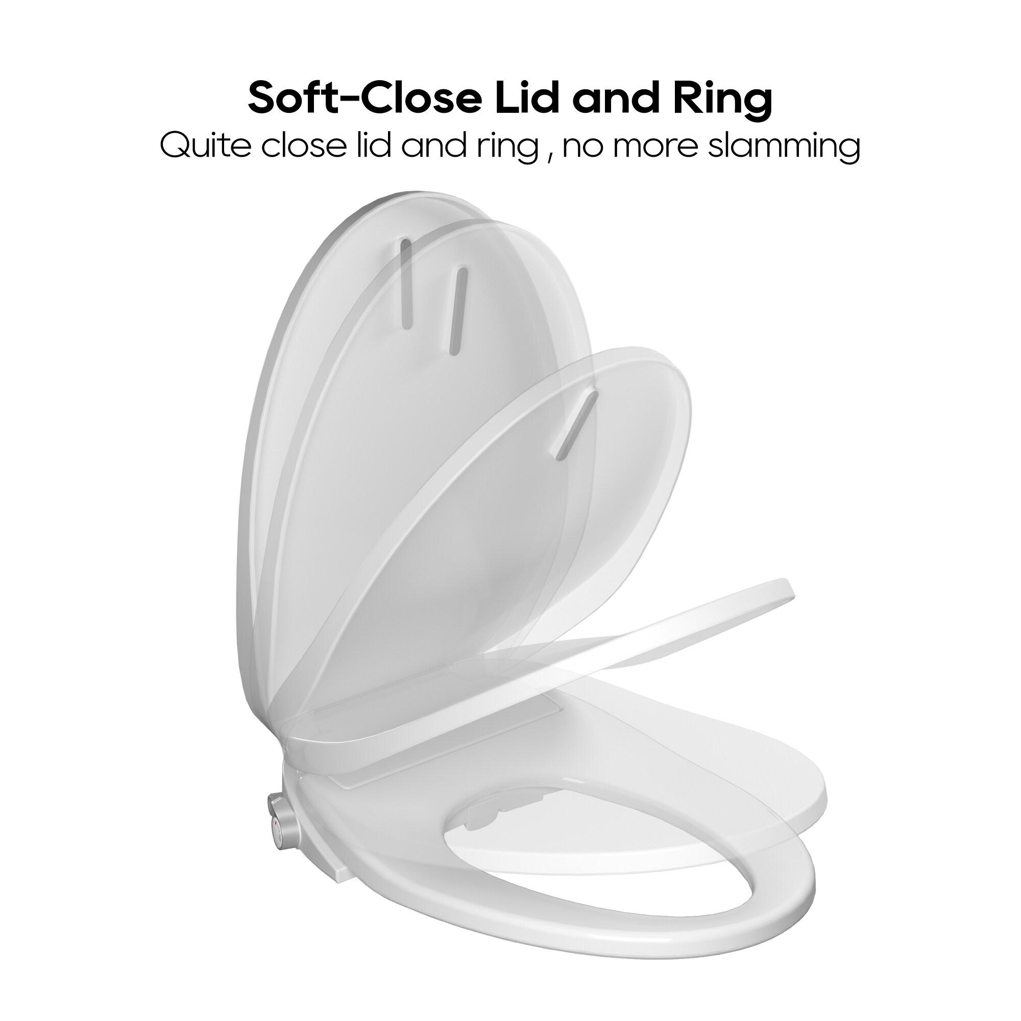 Plastic White Elongated Heated Bidet Toilet Seat