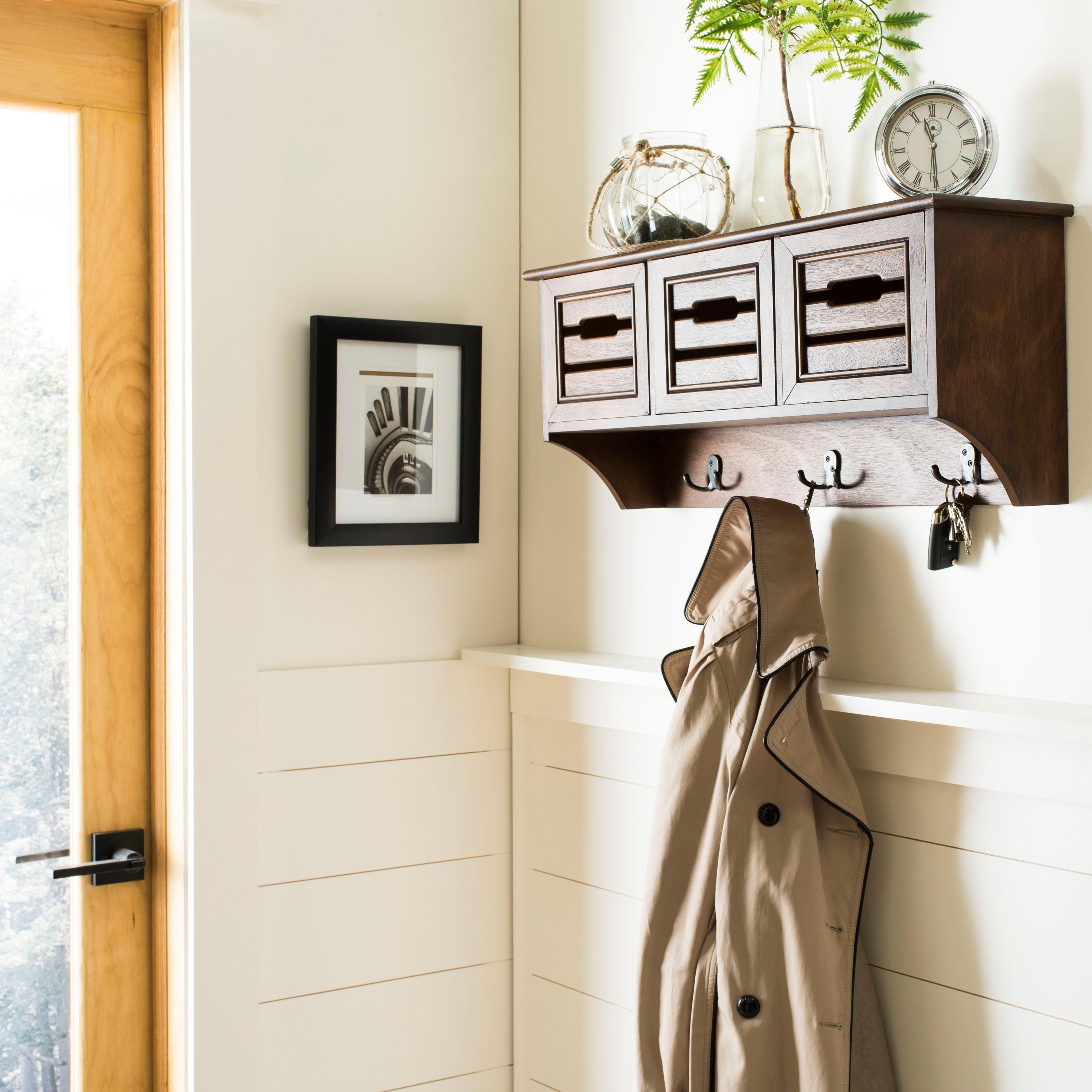 Leon Hanging 3 Drawer Wall Rack - Honey - Safavieh