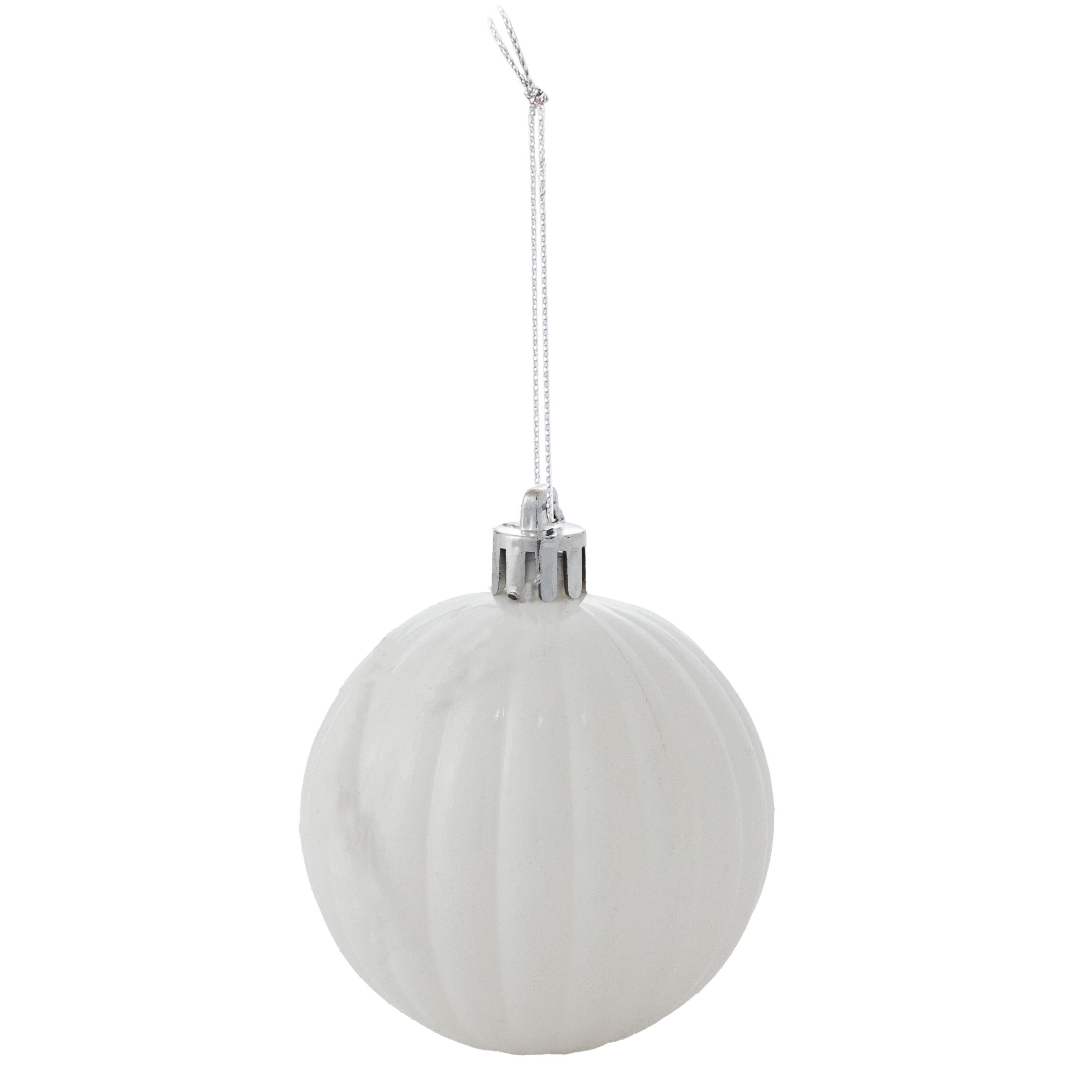 Sunnydaze Indoor Christmas Holiday Tree Shatterproof Merry Medley Ball Ornaments with Hooks - 2" - White and Silver - 24pc