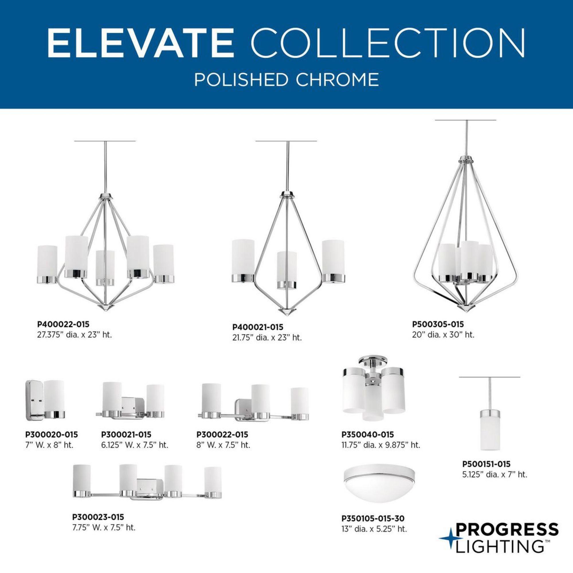 Progress Lighting Elevate 5-Light Chandelier, Polished Chrome, Glass Shades