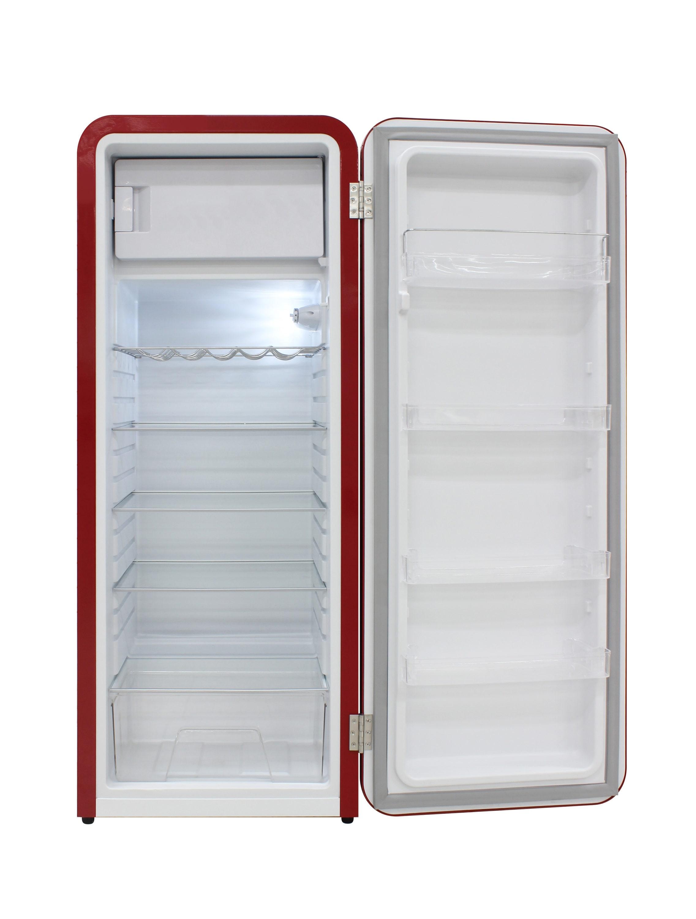 Brama 9.2 Cu.Ft. Retro Red Top-Freezer Refrigerator with Solid Steel Door
