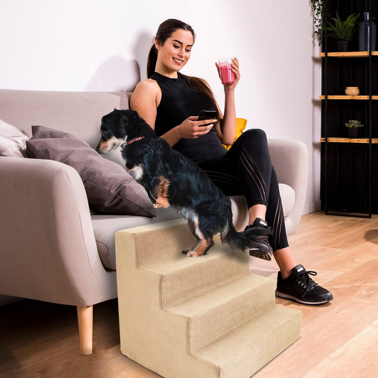 Precious Tails High Density Foam 4 Steps Dog Stairs - Camel