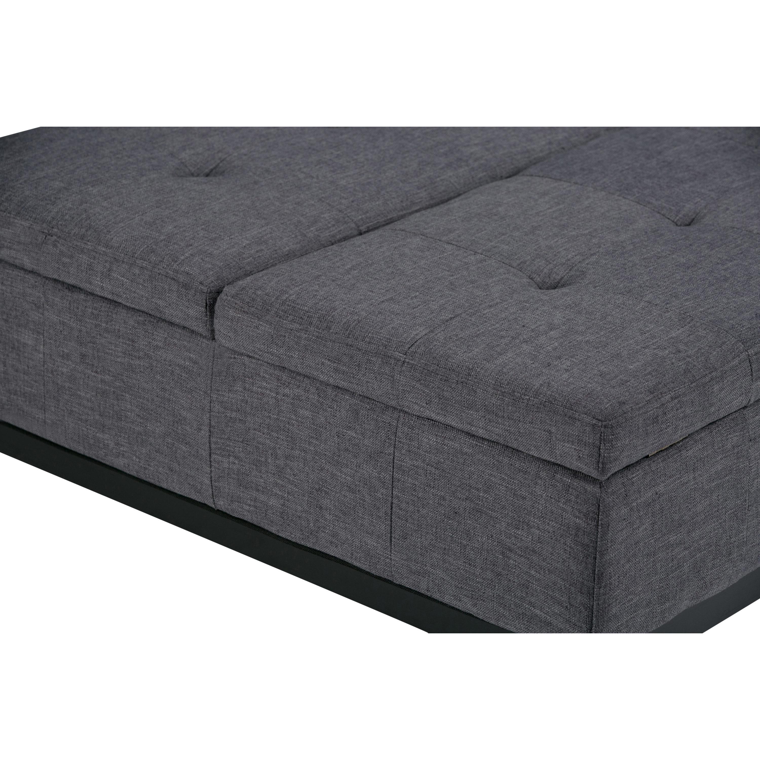 Simpli Home Dover 36"W Upholstered Square Coffee Table Storage Ottoman with Split Tufted Lift Top