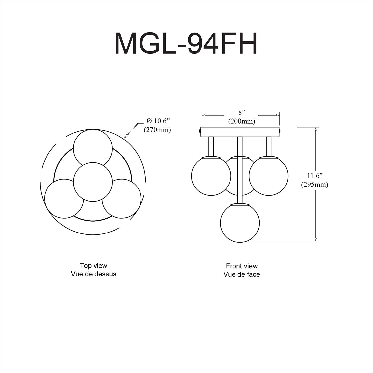 Dainolite 4LT Flush Mount, AGB w/ Opal Glass