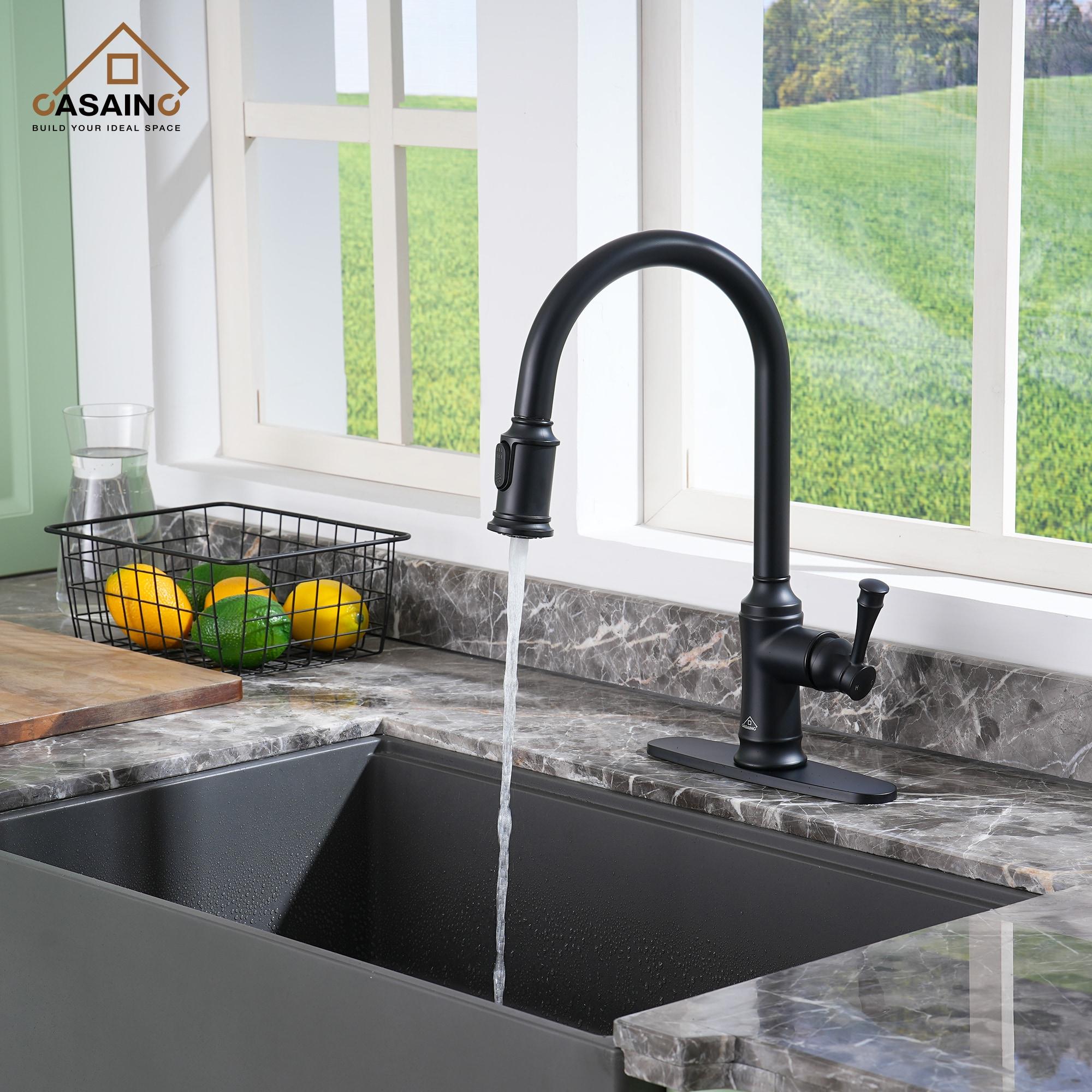 CASAINC 1.8 GPM Single-Handle Pull-Down Kitchen Faucet Single Hole Faucet