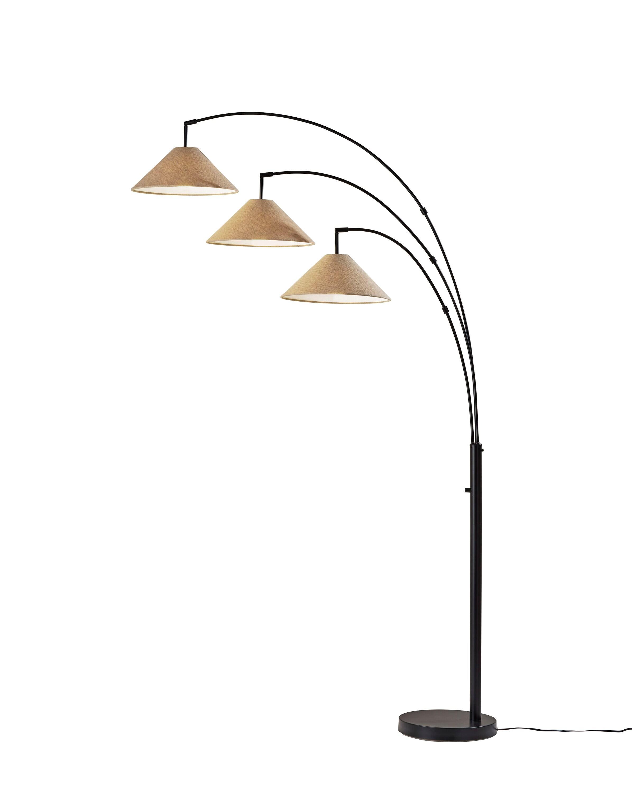 Braxton 3 Arm Arc Lamp Dark Bronze - Adesso: Adjustable Cone Shades, ETL Listed, 86" Tall