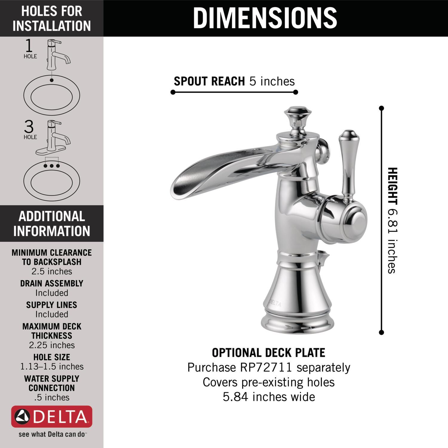 Cassidy™ Single Hole Bathroom Faucet with Drain Assembly