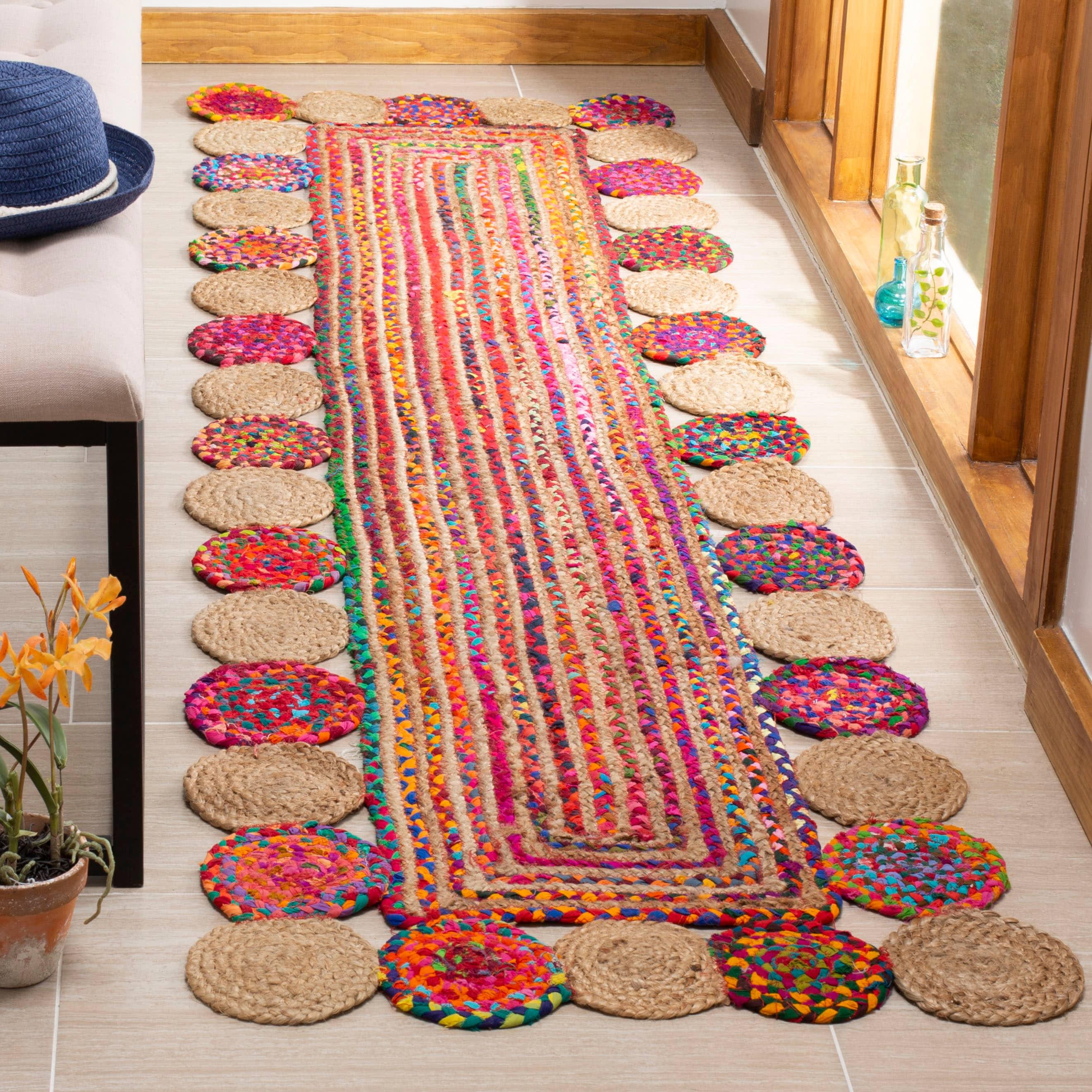 Cape Cod CAP201 Woven Indoor Runner Rug - Red/Multi - 2'3"x12' - Safavieh