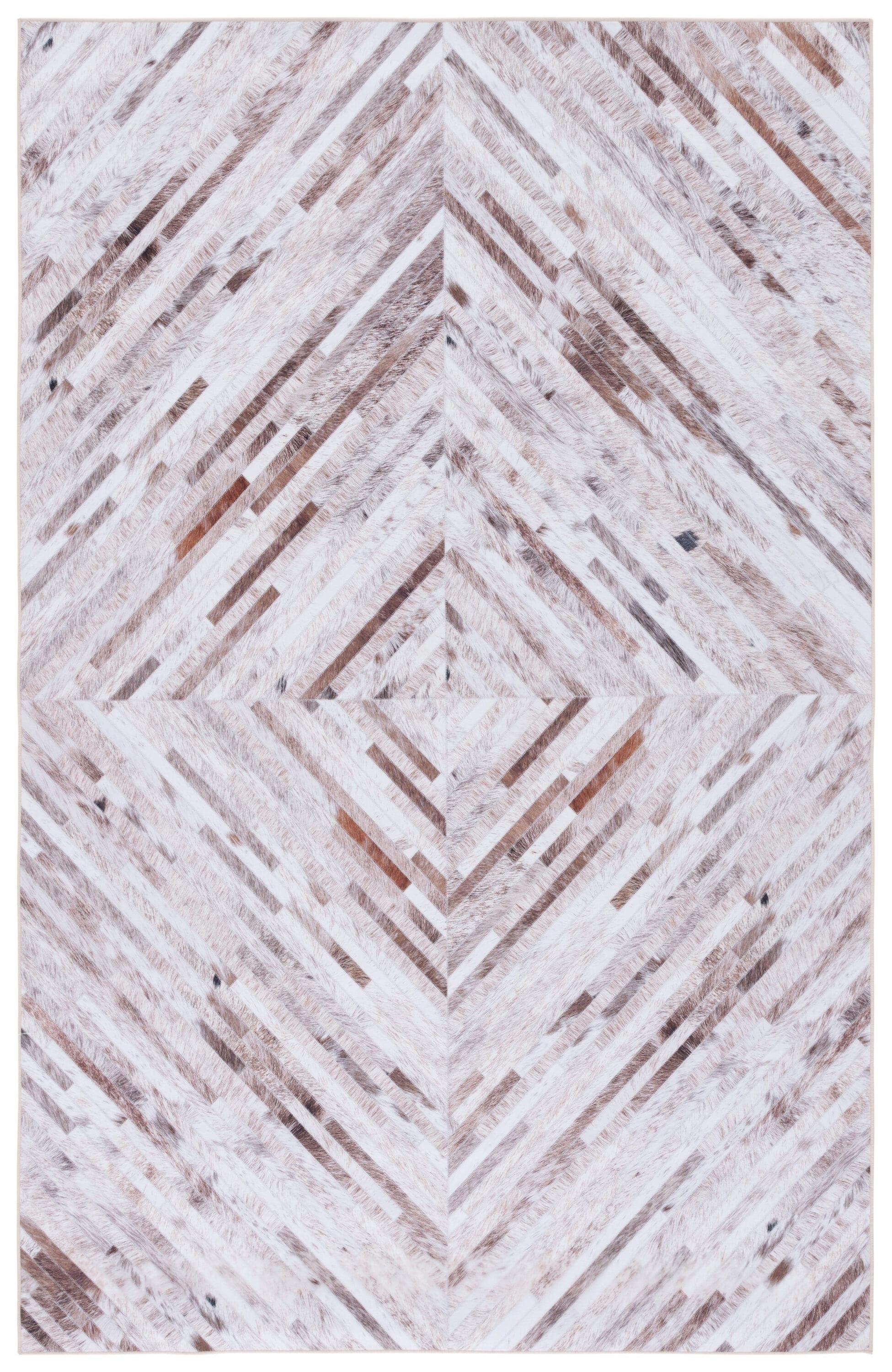 Faux Hide FAH526 Power Loomed Machine Washable Indoor Area Rug - Beige/Brown - 4'x6' - Safavieh