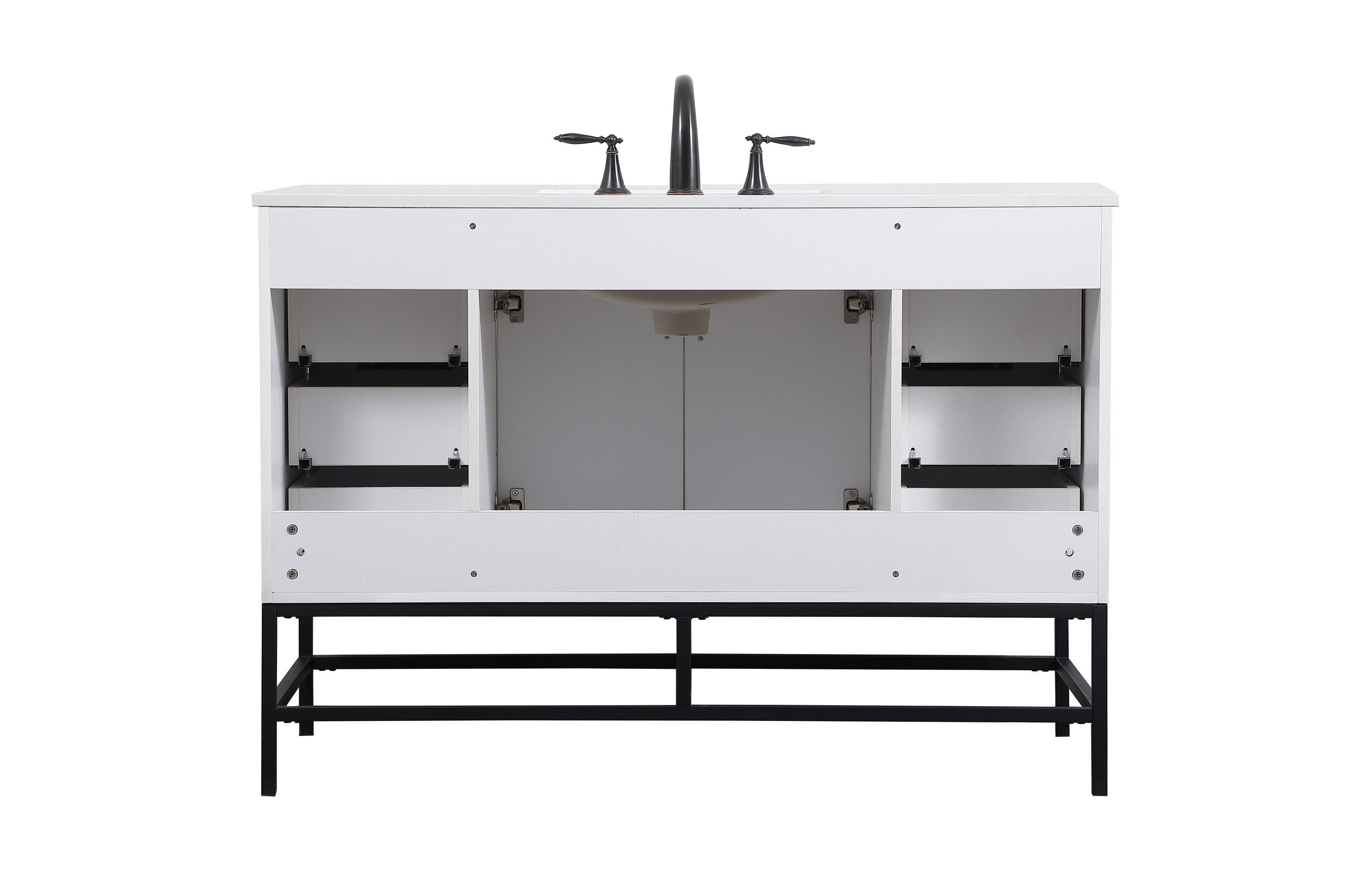 Alizabeth 48'' Single Bathroom Vanity with Engineered Marble Top