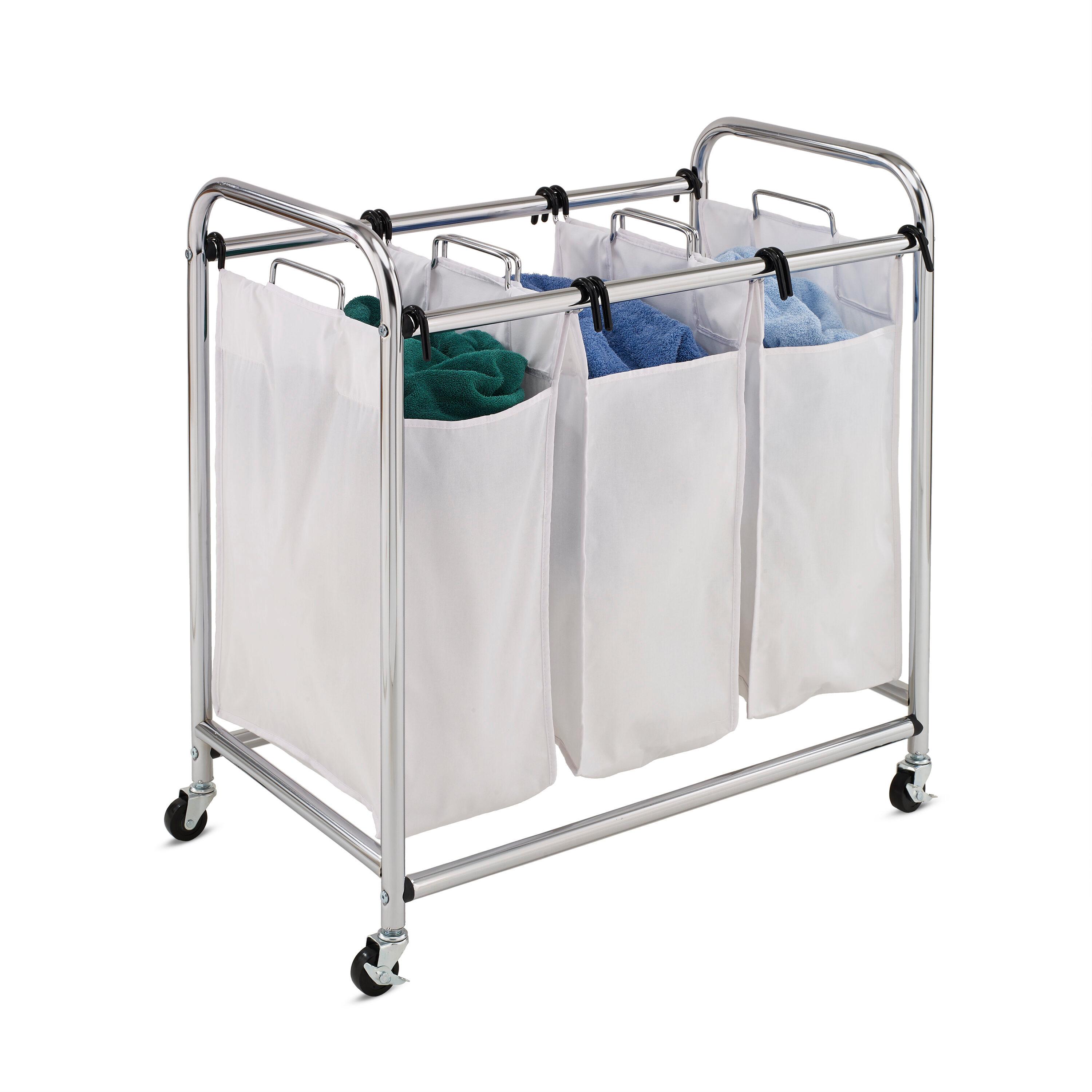 Honey-Can-Do White 3 Bag Steel Heavy-Duty Laundry Sorter