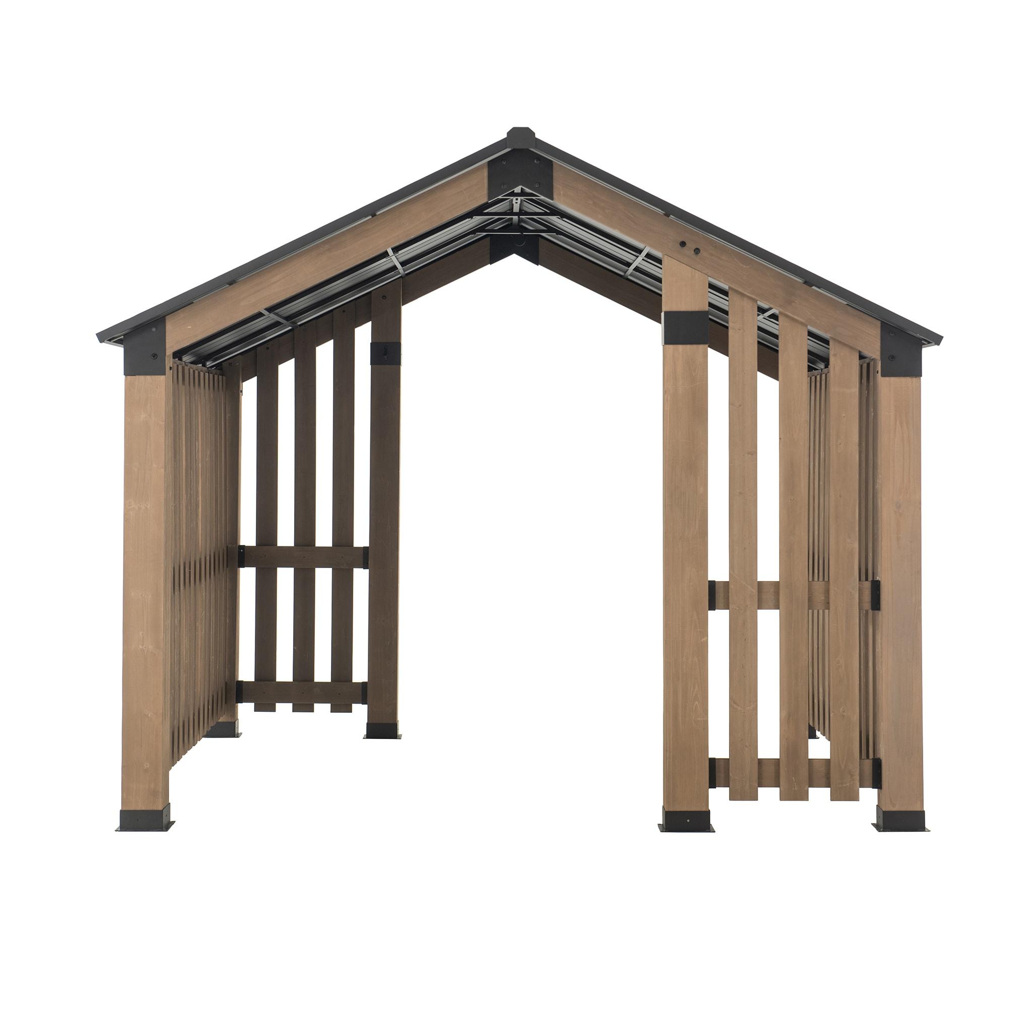 Sunjoy Hardtop Gazebo 11 x 11 ft. Outdoor Cedar Framed Wood Gazebo Privacy Screen Backyard Hot Tub Gazebo with with Ceiling Hook