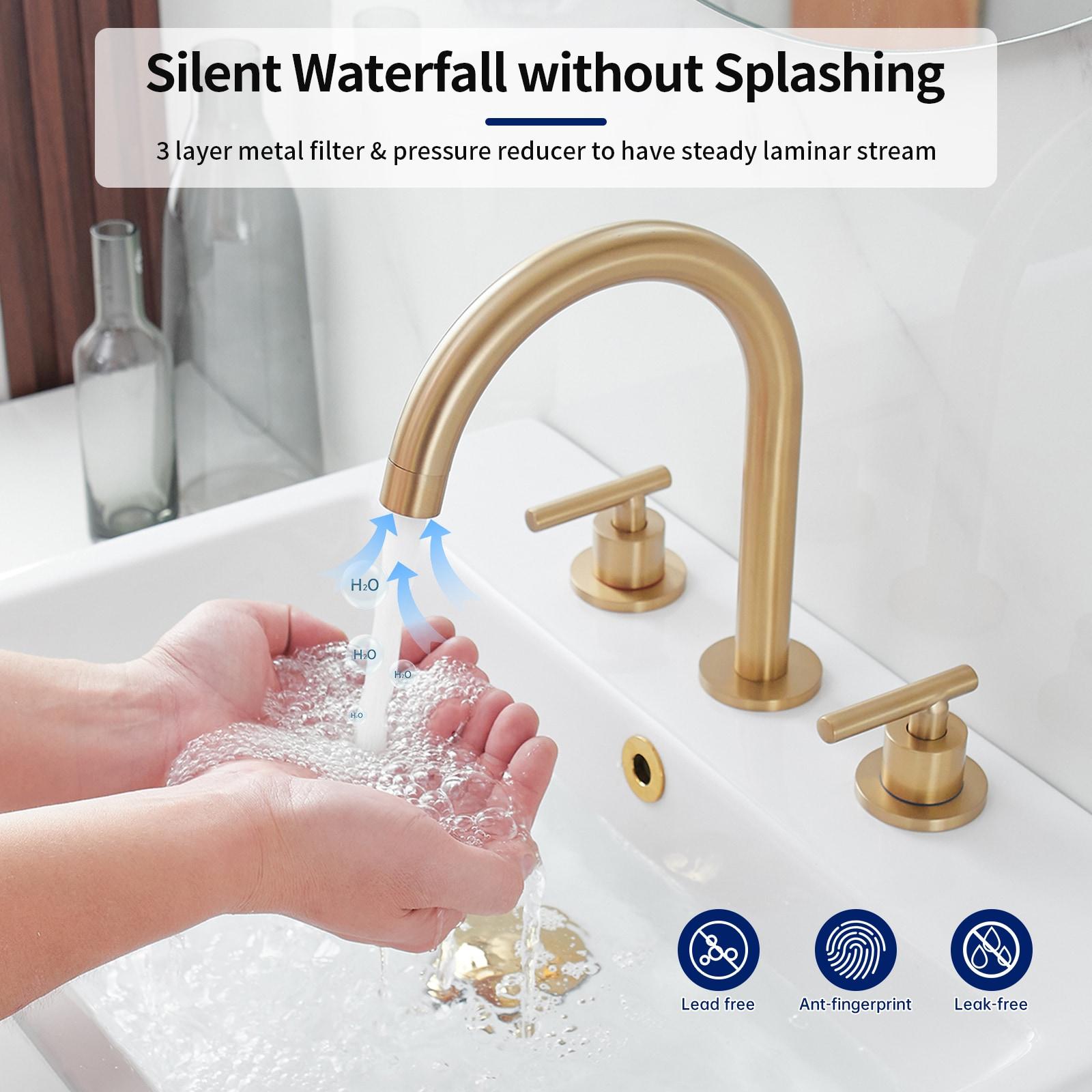 VIBRANTBATH 16441-BG Widespread Bathroom Faucet 3 Hole, 2-handle Bathroom Sink Faucet with Drain Assembly