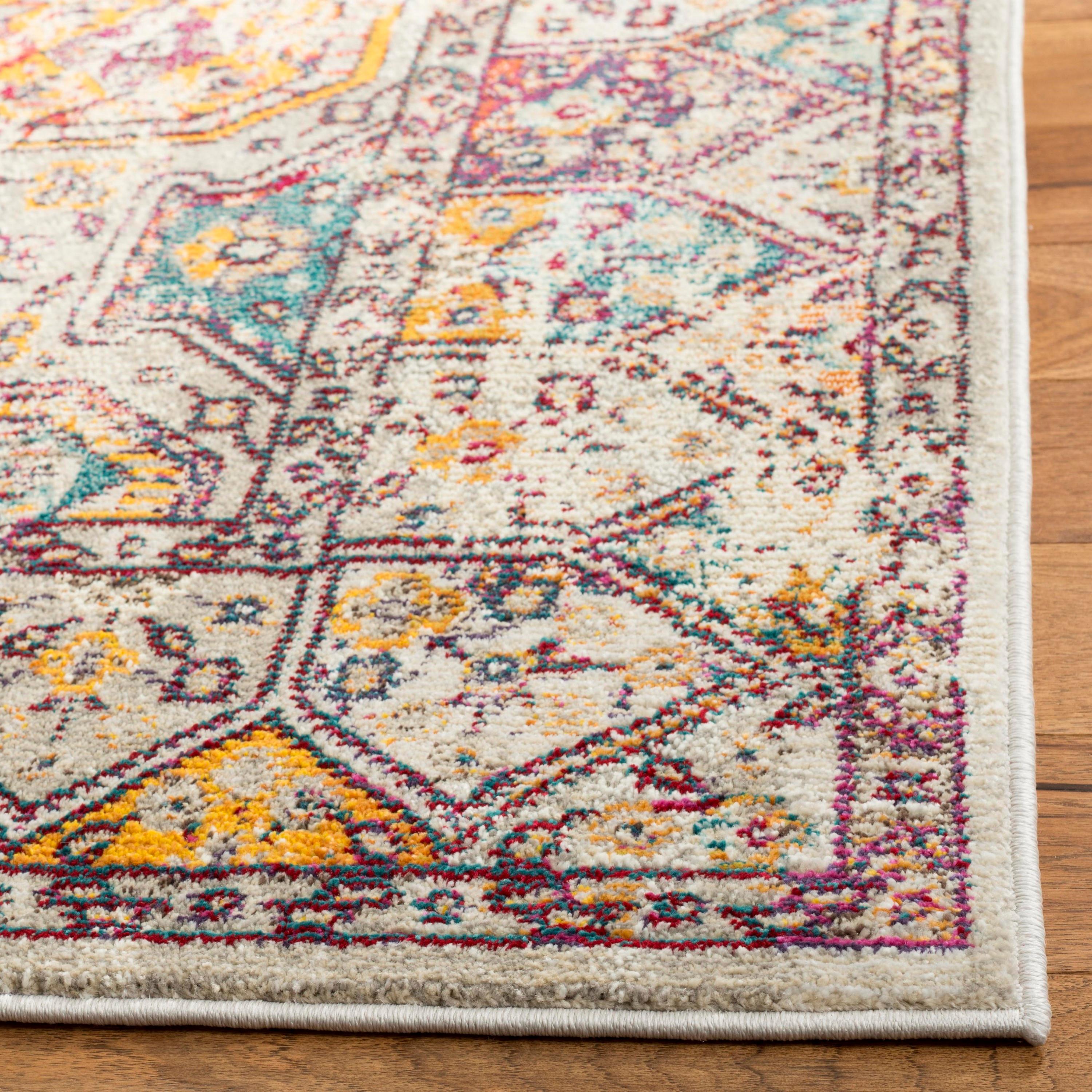 SAFAVIEH Savannah Baldric Faded Transitional Polyester Area Rug, Grey, 3' x 5'