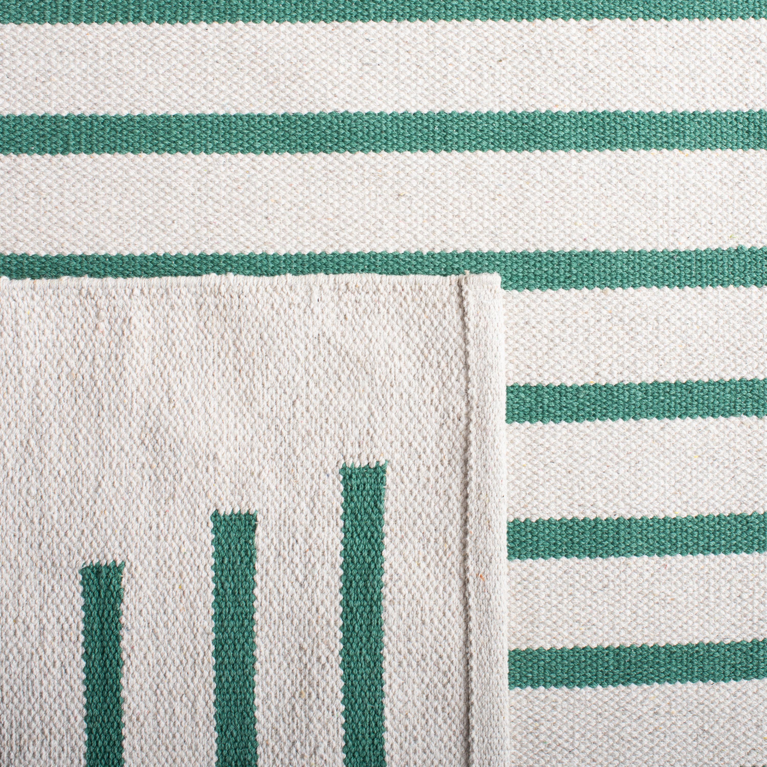 Ivory Geometric Square Cotton Flat Woven Accent Rug - 6'