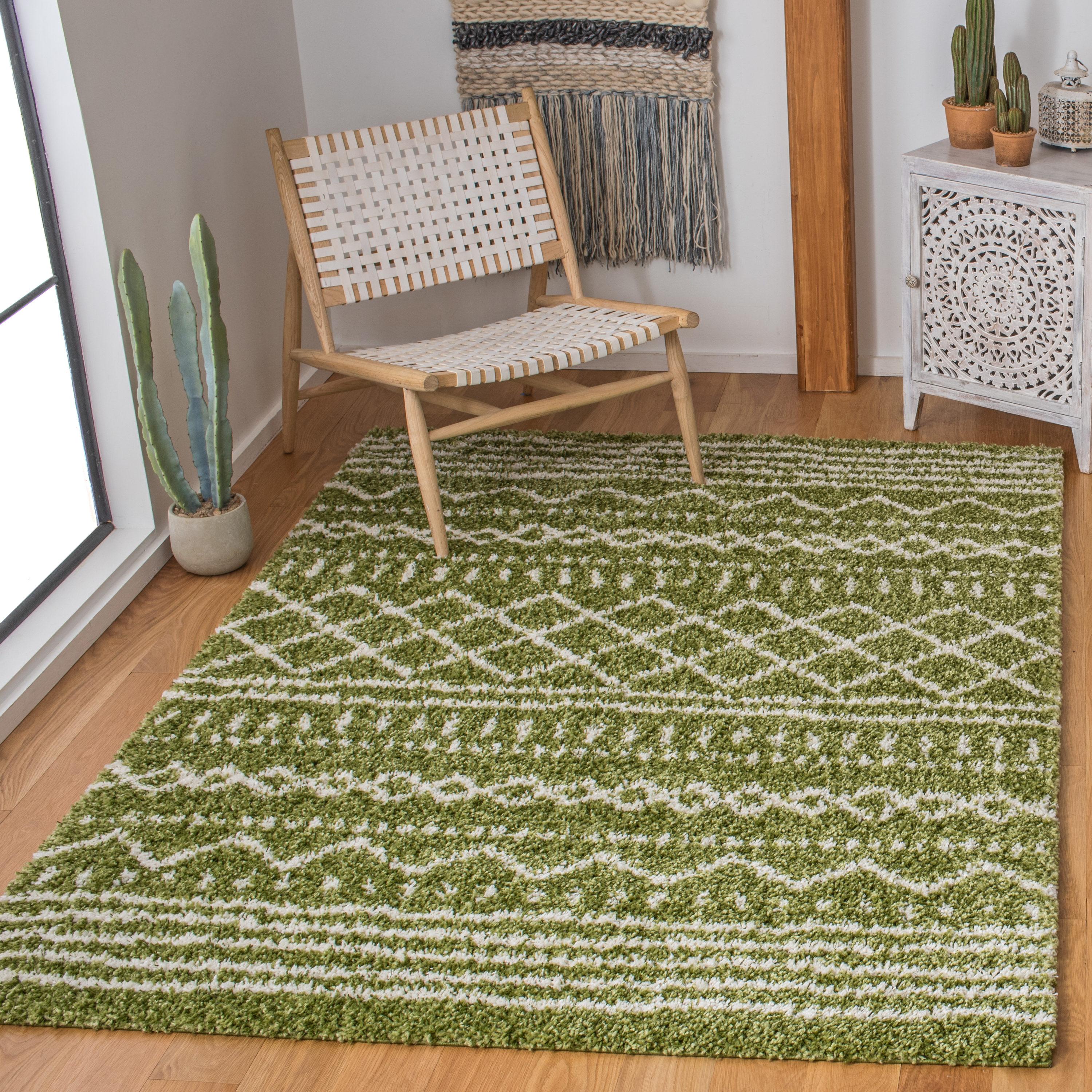 Arizona Shag ASG741 Power Loomed Indoor Area Rug - Green/Ivory - 5'1"x7'6" - Safavieh