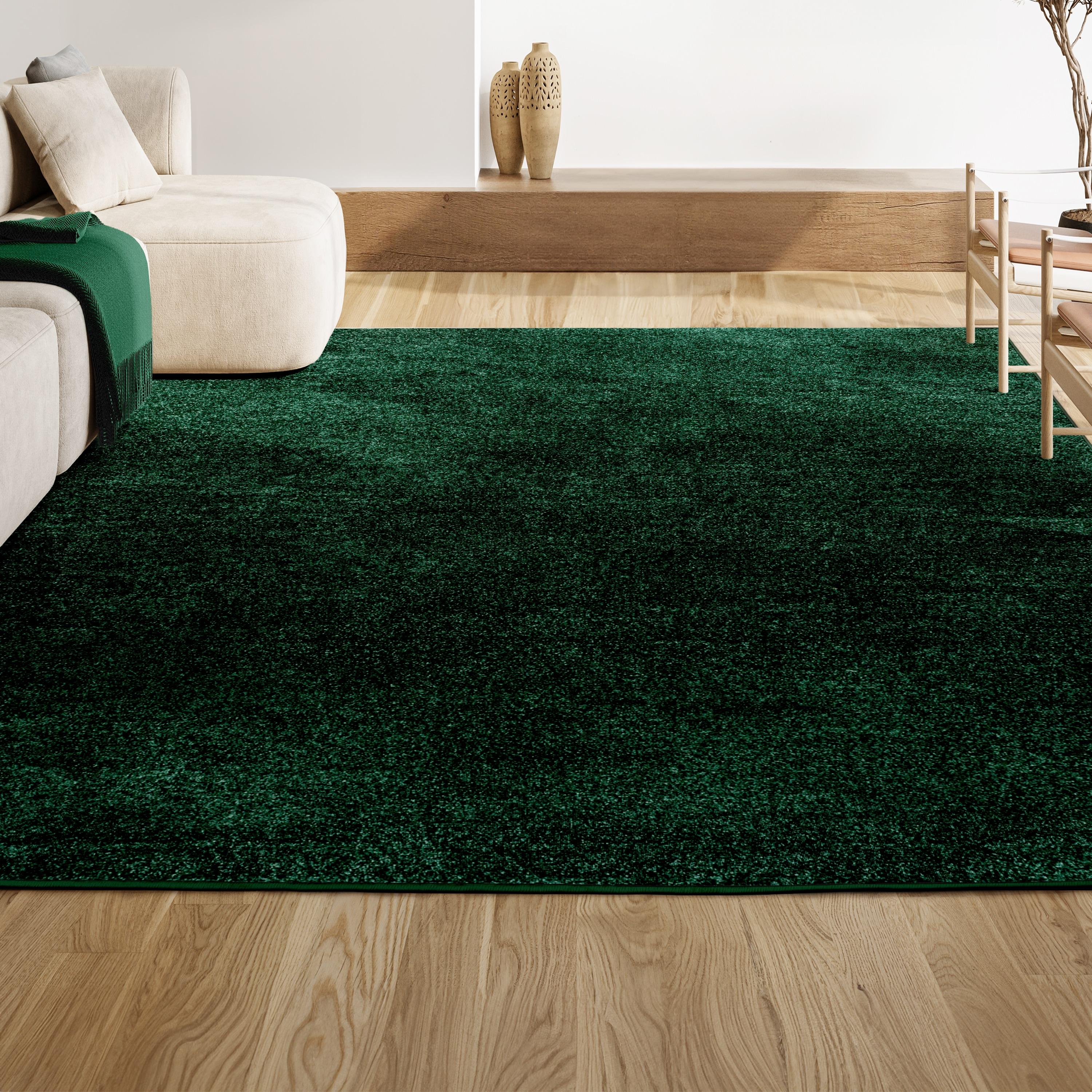 Haze Solid Low-Pile Emerald 10 ft. x 14 ft. Area rug -JONATHAN Y